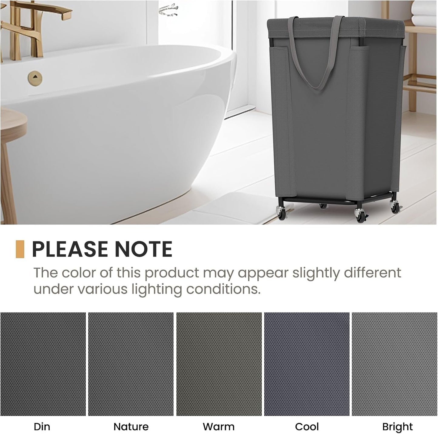 Laundry Basket with Wheels, Large Laundry Hamper with Removable Bag and Steel Frame, 160L Rolling Dirty Clothes Basket for Bedroom, Bathroom, Laundry Room (Gray)
