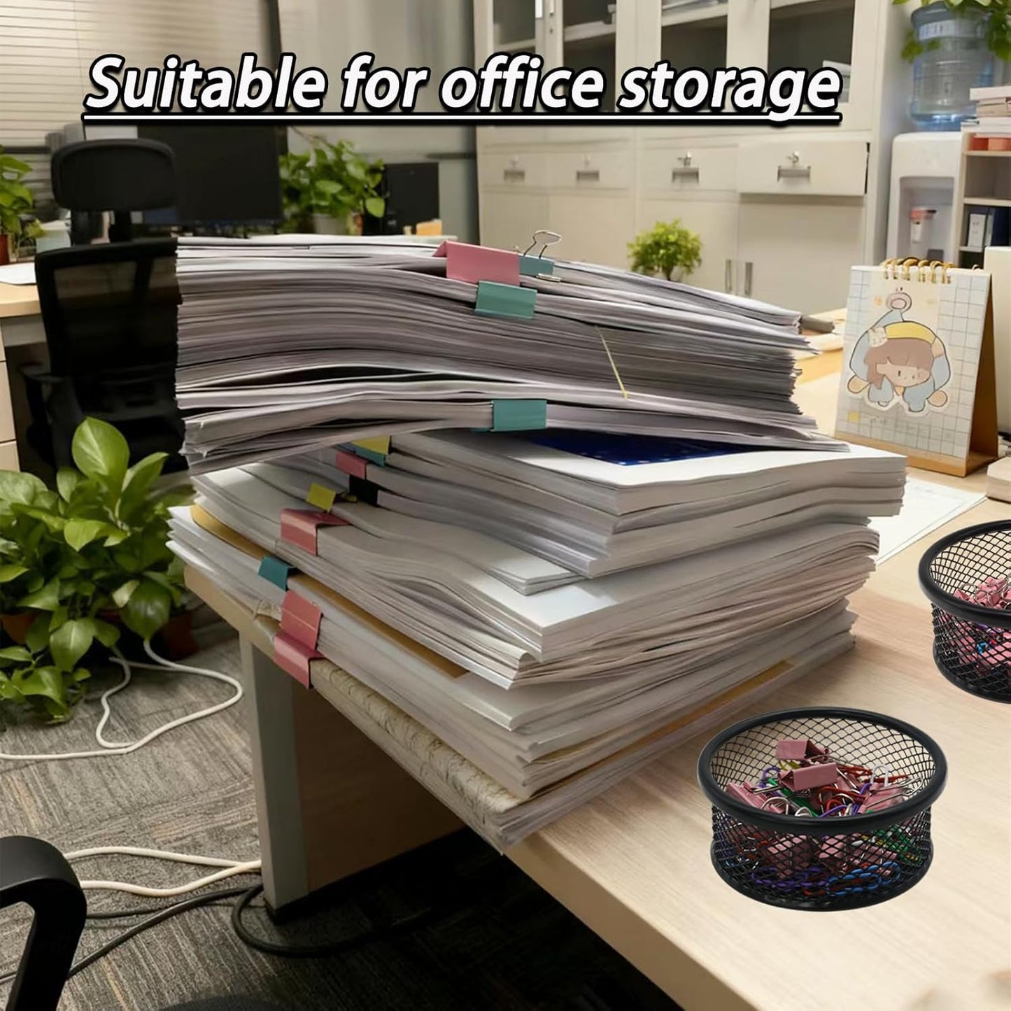 4 Pack Mesh Paper Clip Holder, Paperclip Holder for Desk, Paper Clip Dispenser Organizer