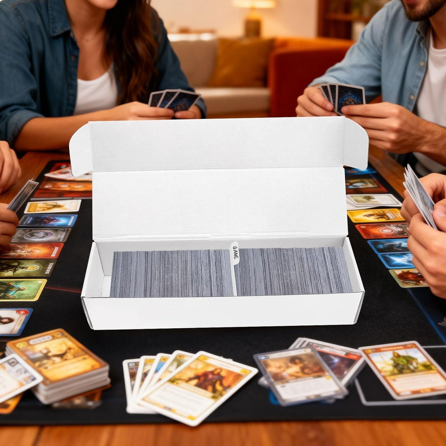 Trading Card Storage Box with Dividers, 3 Pack • 820 Count Bulk Card Collection Case, Corrugated Cardboard Storage Box for Sports, TCG/Magic/Mtg Cards (Horizontal Length 14.5 Inch)