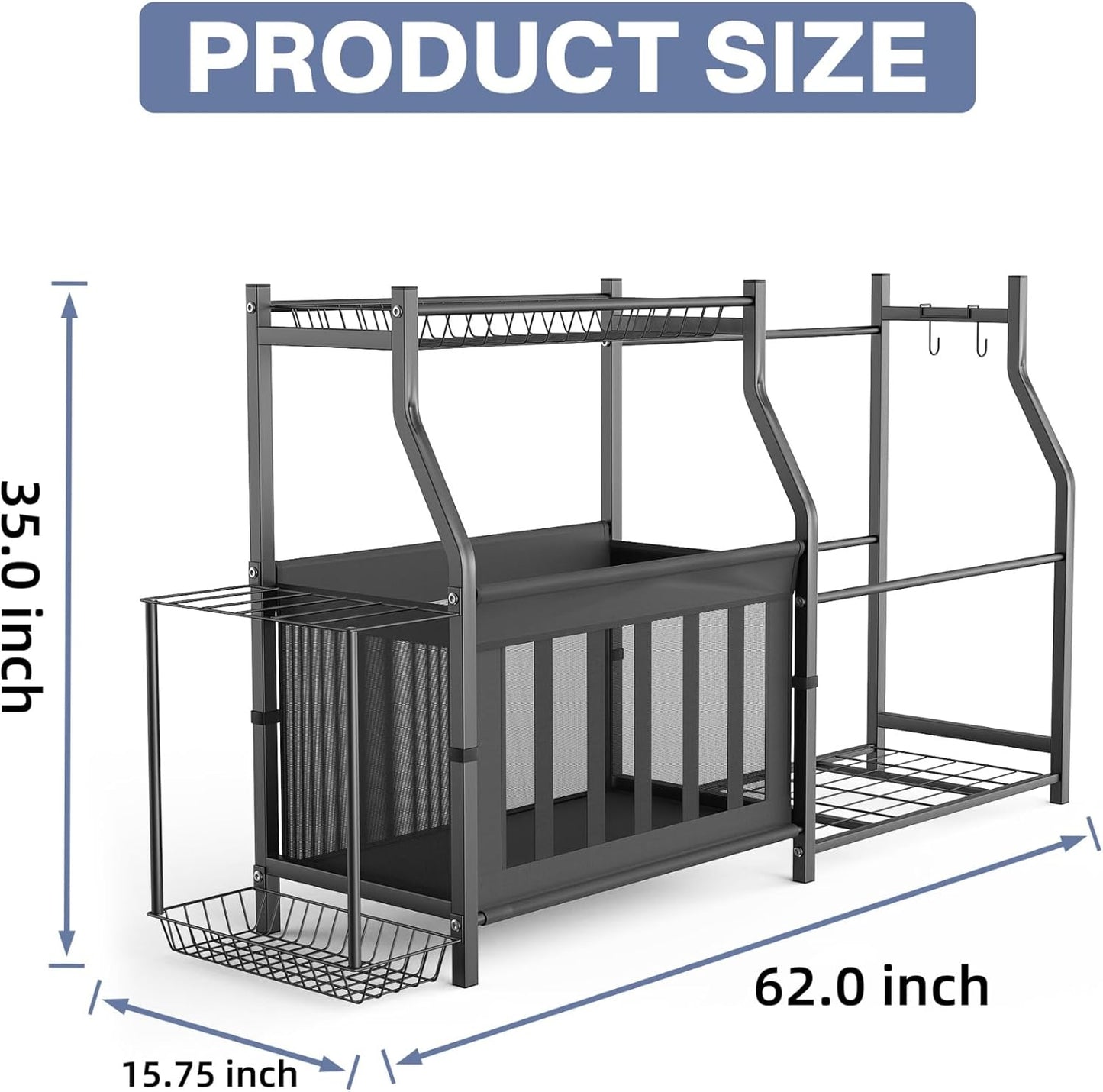 WALMANN Garage Sports Equipment Organizer, Ball Storage Stand, Indoor Golf Bags Stand for Garage