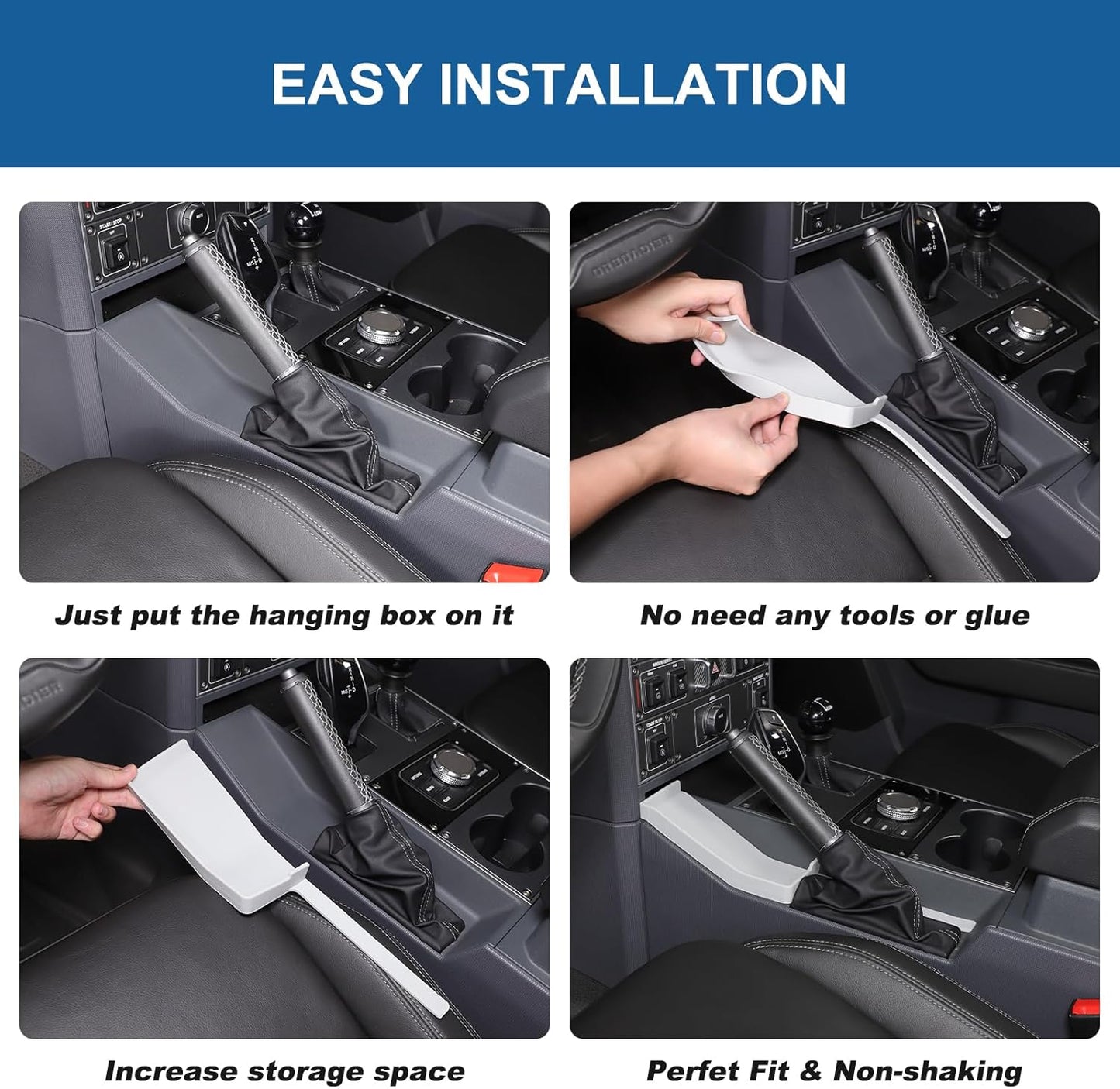 Center Console Organizer Compatible with INEOS Grenadier 2020-2024, Center Console Hand Brake Storage Box Armrest Organizer Insert Tray Accessories (Gray)