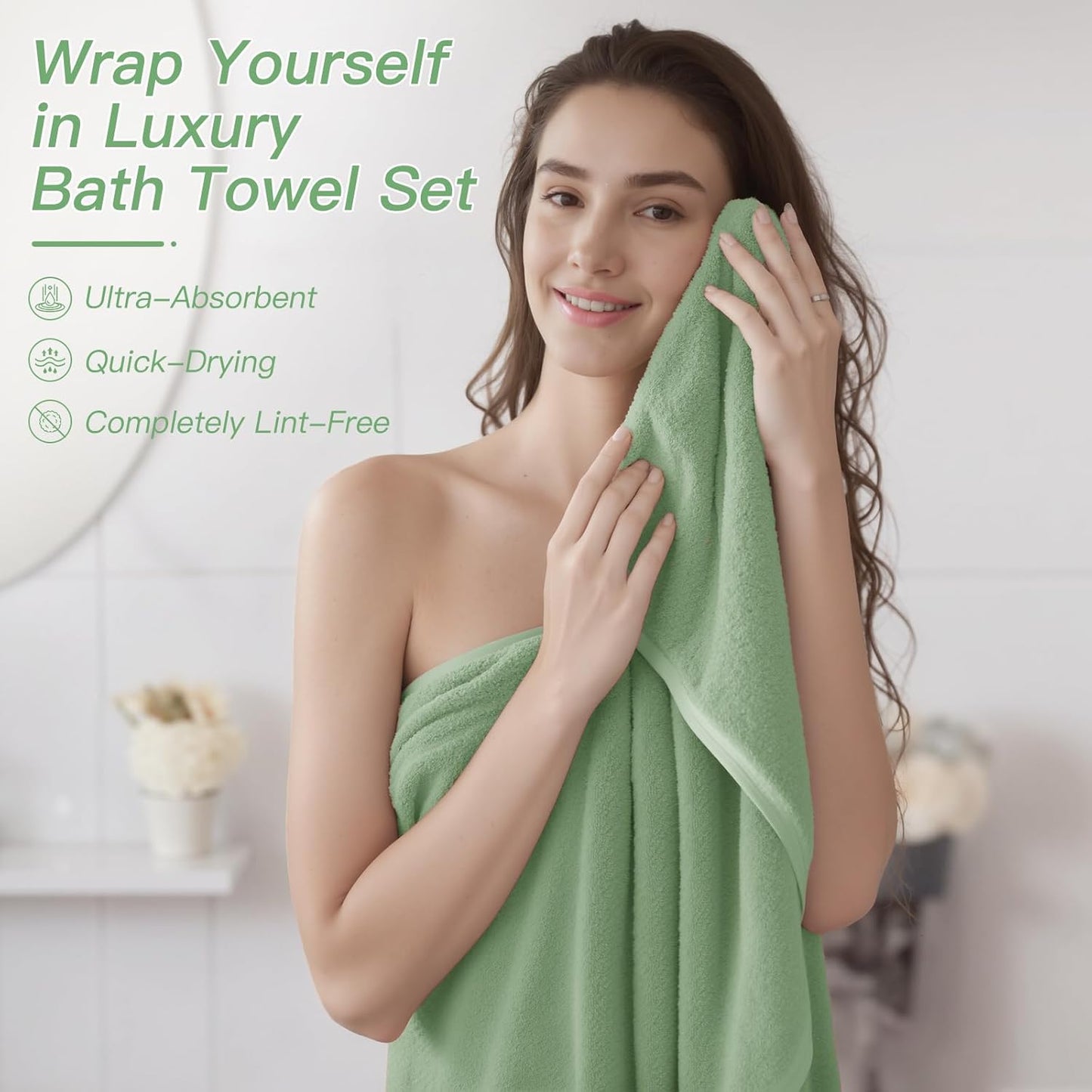 iMucci Bathroom Accessories Bathroom Sets with Shower Curtain, Bath Towel Set, Trash Can, Toilet Brush, Soap Dispenser, Bathroom Accessories Set Complete