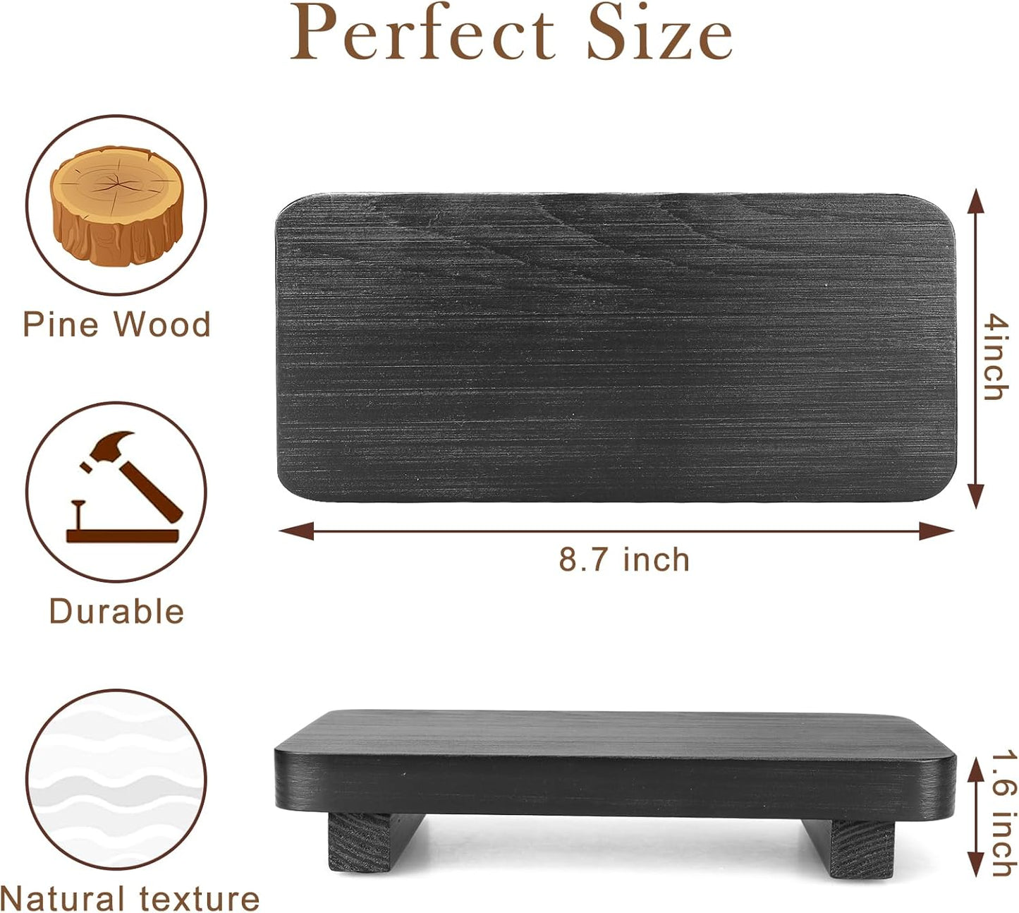 Small Black Kitchen Sink Soap Holder for Counter Dish Soap Dispenser Wooden Display Risers for Bathroom Decor Farmhouse Wood Pedestal Stand Kitchen Accessories Countertop Vanity Decorative Tray
