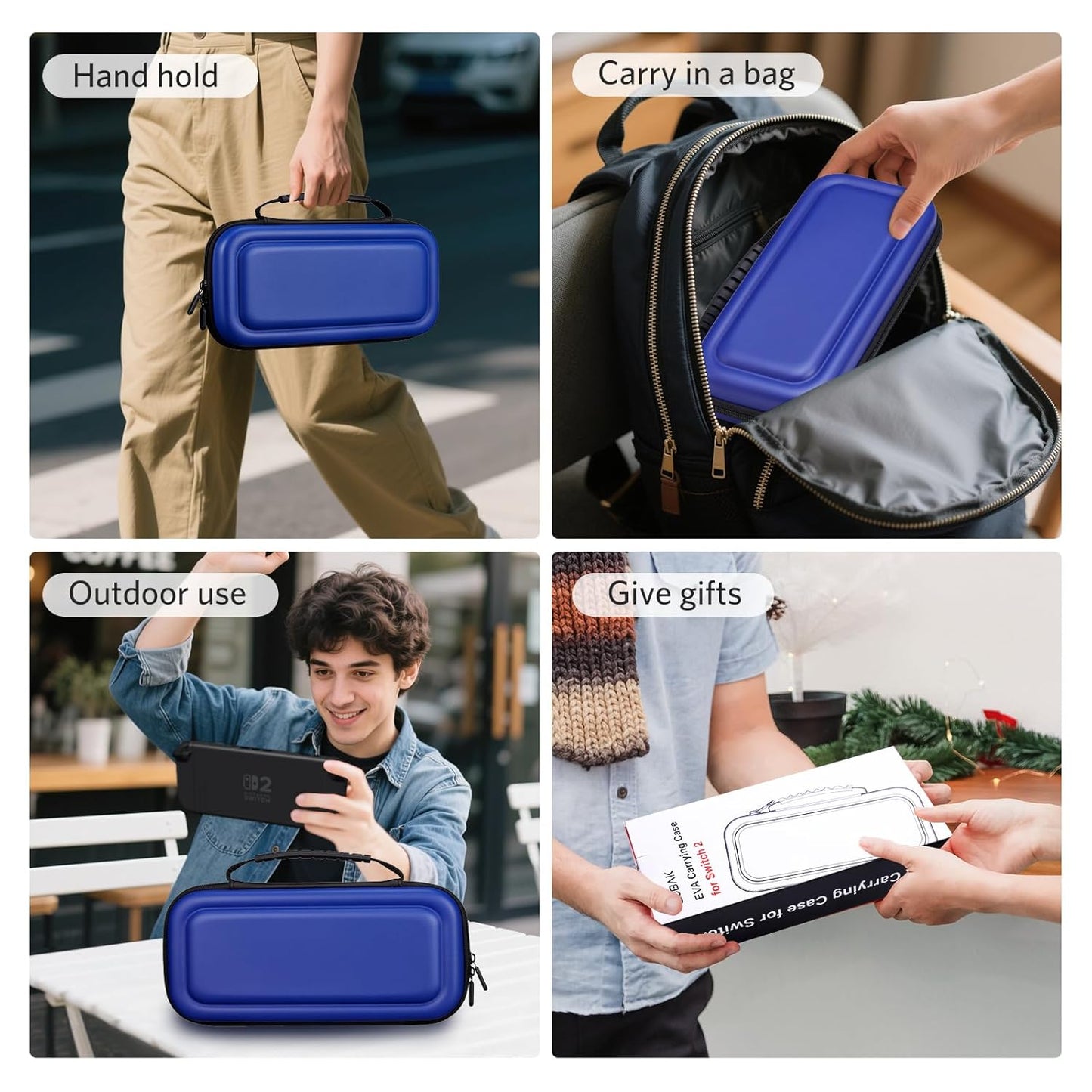CoBak Large Capacity Carrying Case for Nintendo Switch 2 (2025) - 3 in 1 Accessories Bundle with 2 Screen Protectors, Thumb Grip Caps, 24 Game Cartridges, Hard Shell Portable Travel Pouch, Blue