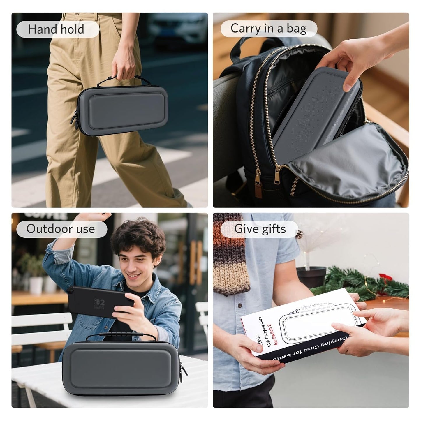 CoBak Large Capacity Carrying Case for Nintendo Switch 2 (2025) - 3 in 1 Accessories Bundle with 2 Screen Protectors, Thumb Grip Caps, 24 Game Cartridges, Hard Shell Portable Travel Pouch, Gray