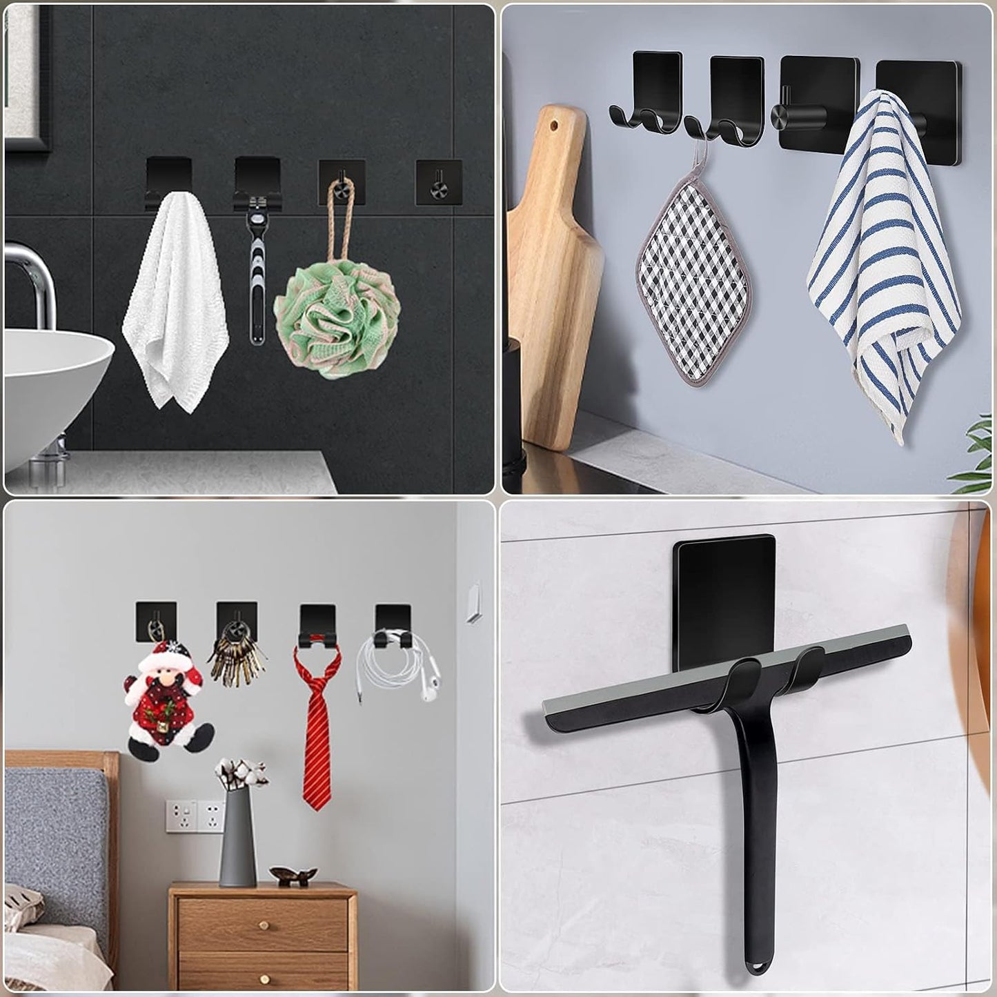 CGBE Razor Holder for Shower, 4 Packs Self Adhesive Shaver Holder Hanger Hooks for Bathroom, Damage Free Wall Hooks for Razor Shaver Loofah Sponge