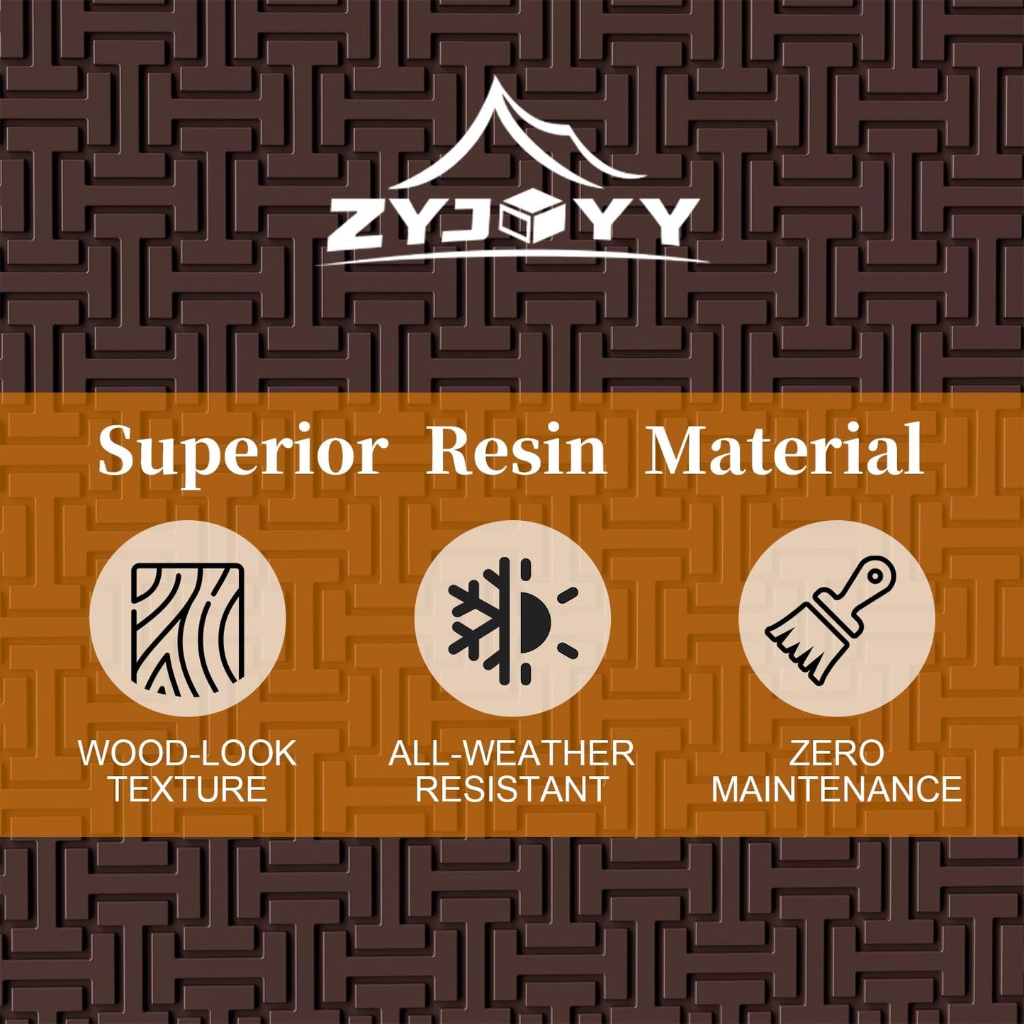 ZYJOYY 90 Gallon Resin Deck Box, Weatherproof Outdoor Storage Box for Patio, Garden, Pool, and Yard, Lockable Waterproof Bin for Tools, Cushions, and Accessories, Brown
