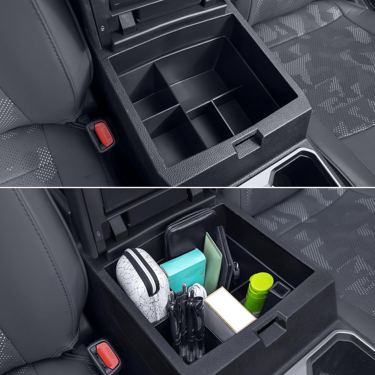 Center Console Divider Organizer for 2024 2025 Toyota Tacoma 4th Gen Accessories Interior Secondary Storage Insert Armrest Hidden Secret Middle Console Storage Box Tray Coin Holder