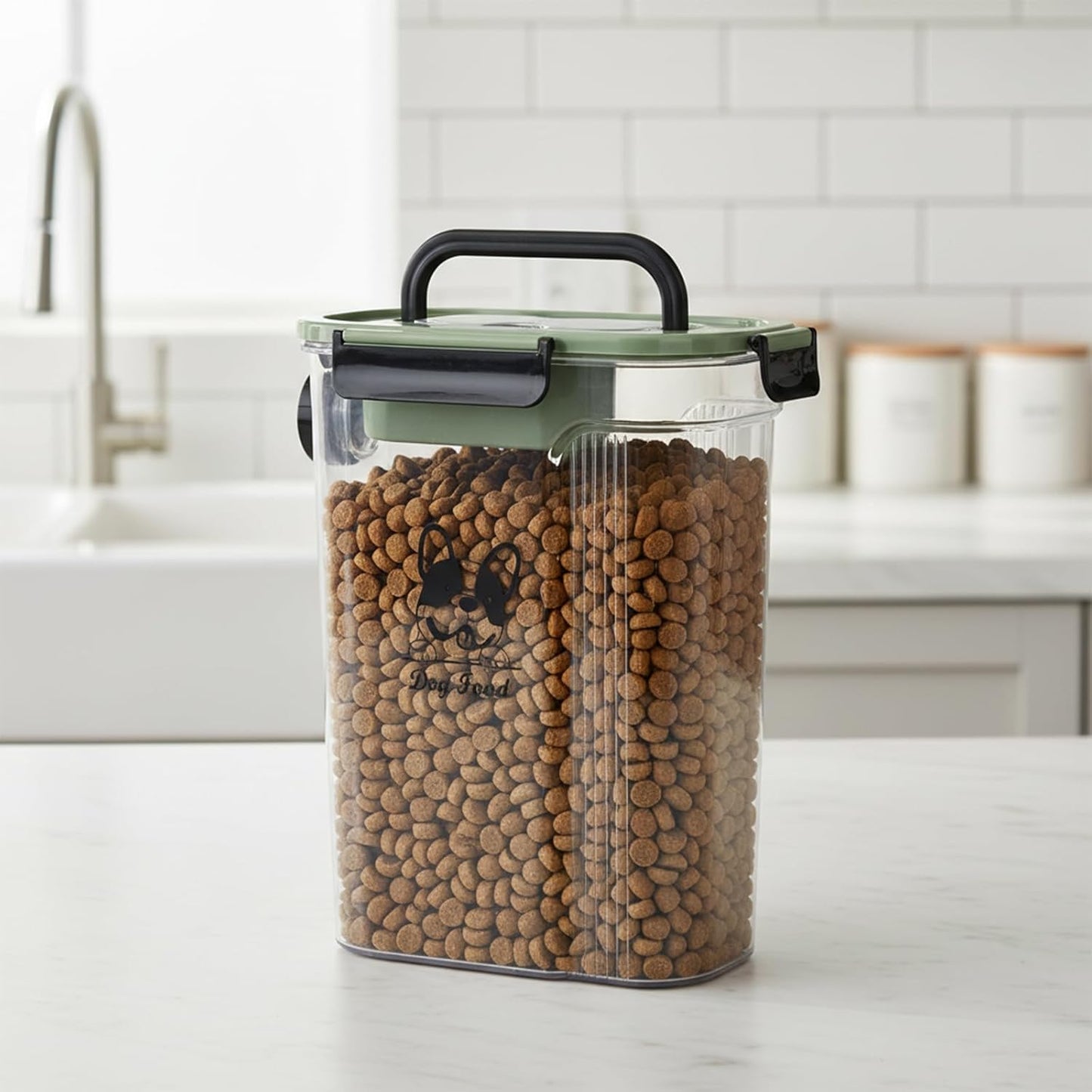 Dog Cat Food Storage Container,Pet Food Storage Bin with Side Pouring Spout and Handle,4lb Cat Dog Treat Container Dispenser,Airtight BPA-free Portable pet FoodS Holder with Folding Bowl
