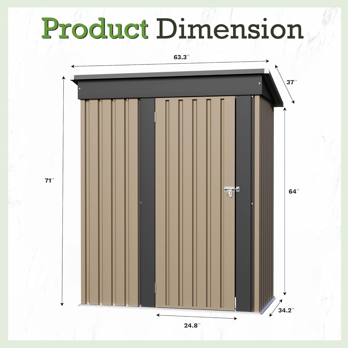Furniwell 5x3 FT Outdoor Storage Shed, Metal Garden Sheds Outdoor Storage House with Single Lockable Door for Backyard Patio Lawn, Brown