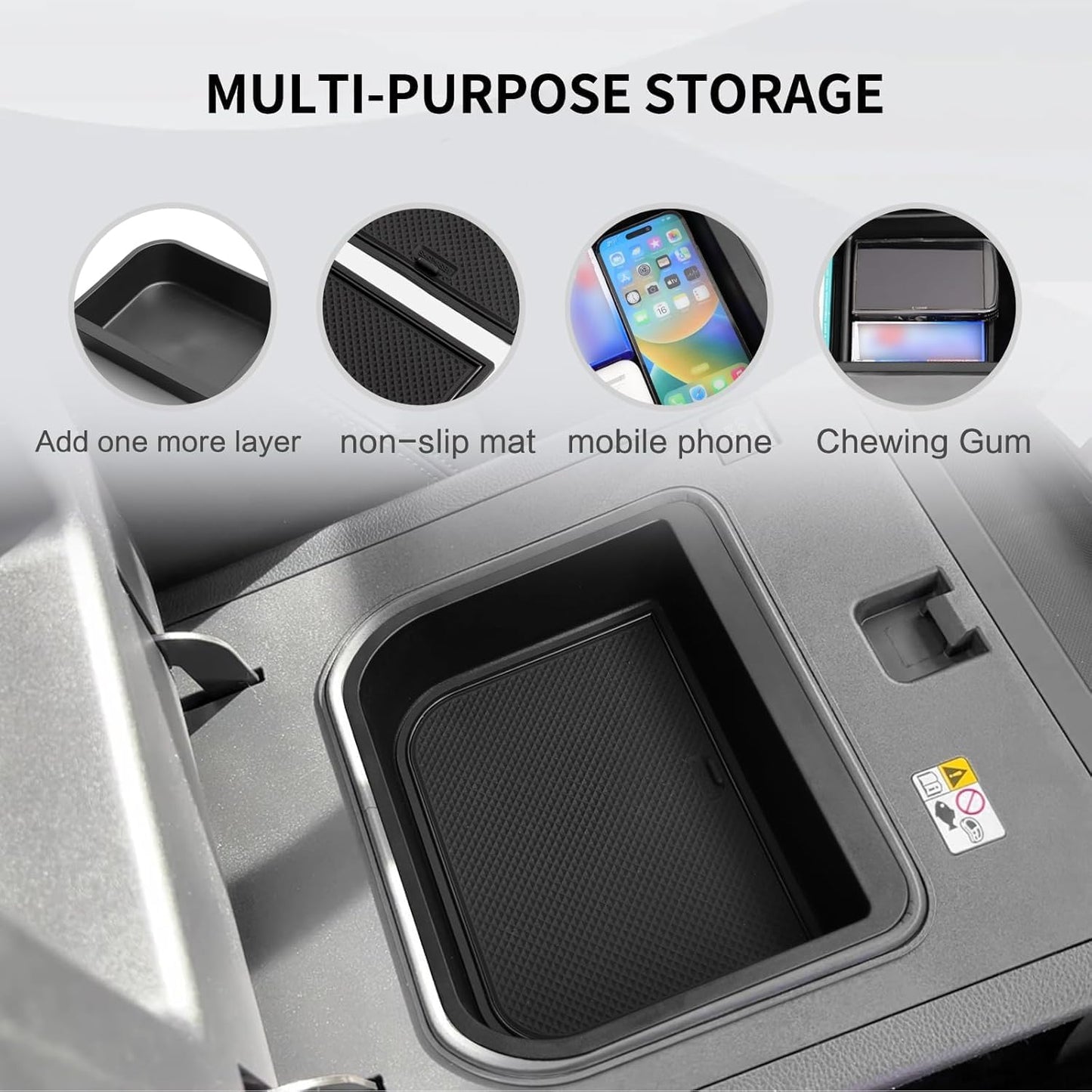 smabee for 2024 2025 2026 Toyota Land Cruiser Prado 250 Center Console Organizer + Cool Box Organizer + Wireless Charging Protective Mat 3PCS (Only Fit Cool Box & Qi Wireless Charger)