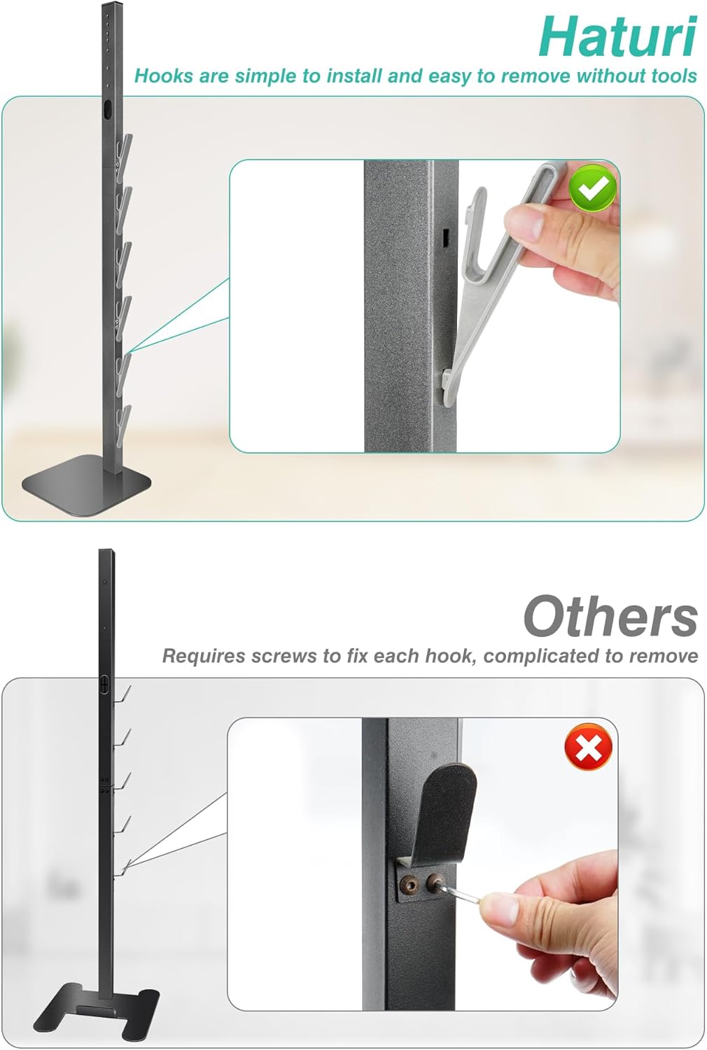 Haturi Vacuum Stand for Dyson Gen5 V15 V12 V11 V10 V8 V7 V6, Hidden Power Cord Design Standing Dock Holder, Metal Docking Station for Dyson Handheld Cordless Vacuum Cleaner & Accessory & Attachment