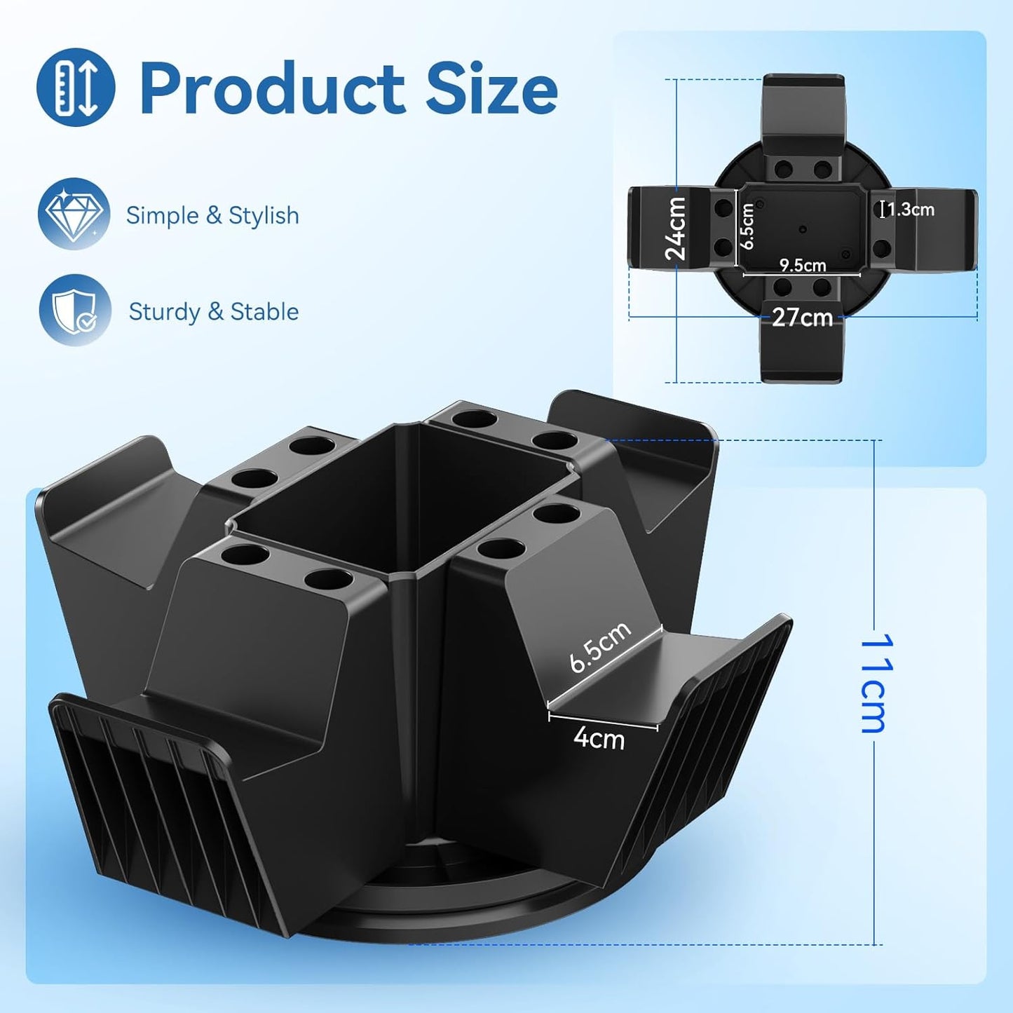 KDD Controller Organizer for Desktop - 360°Rotatable Controller Holder with Storage Box - Universal Stand for 4 Controllers, Desk Organizer for Switch Remote Control Pen Gamer Accessories