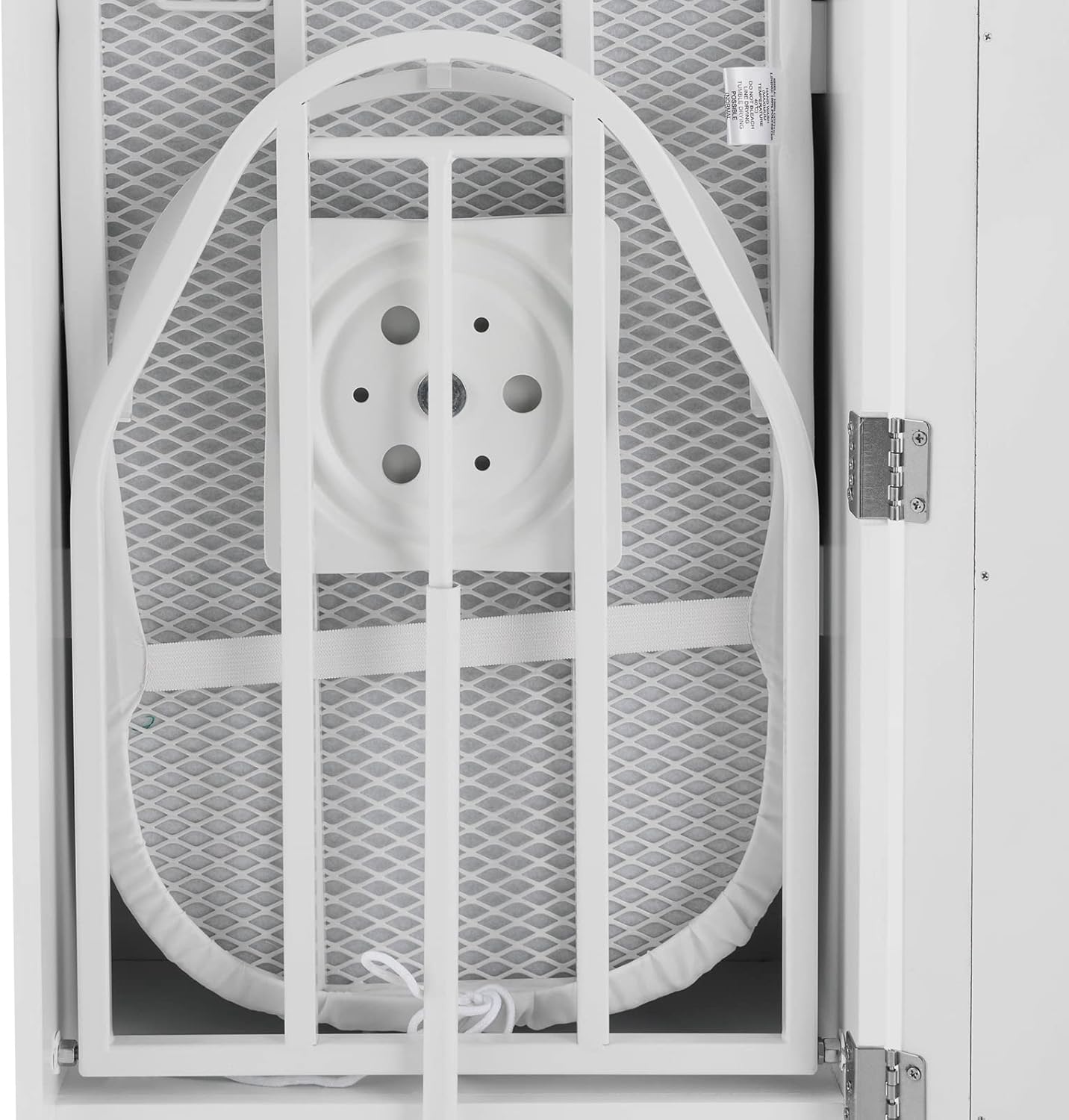 Wall Mounted Ironing Board Cabinet with Storage and Miror Door, 180° Swivel Ironing Boards with Garment Hooks, Foldable Ironing Storage Station for Home, Laundry Room, White
