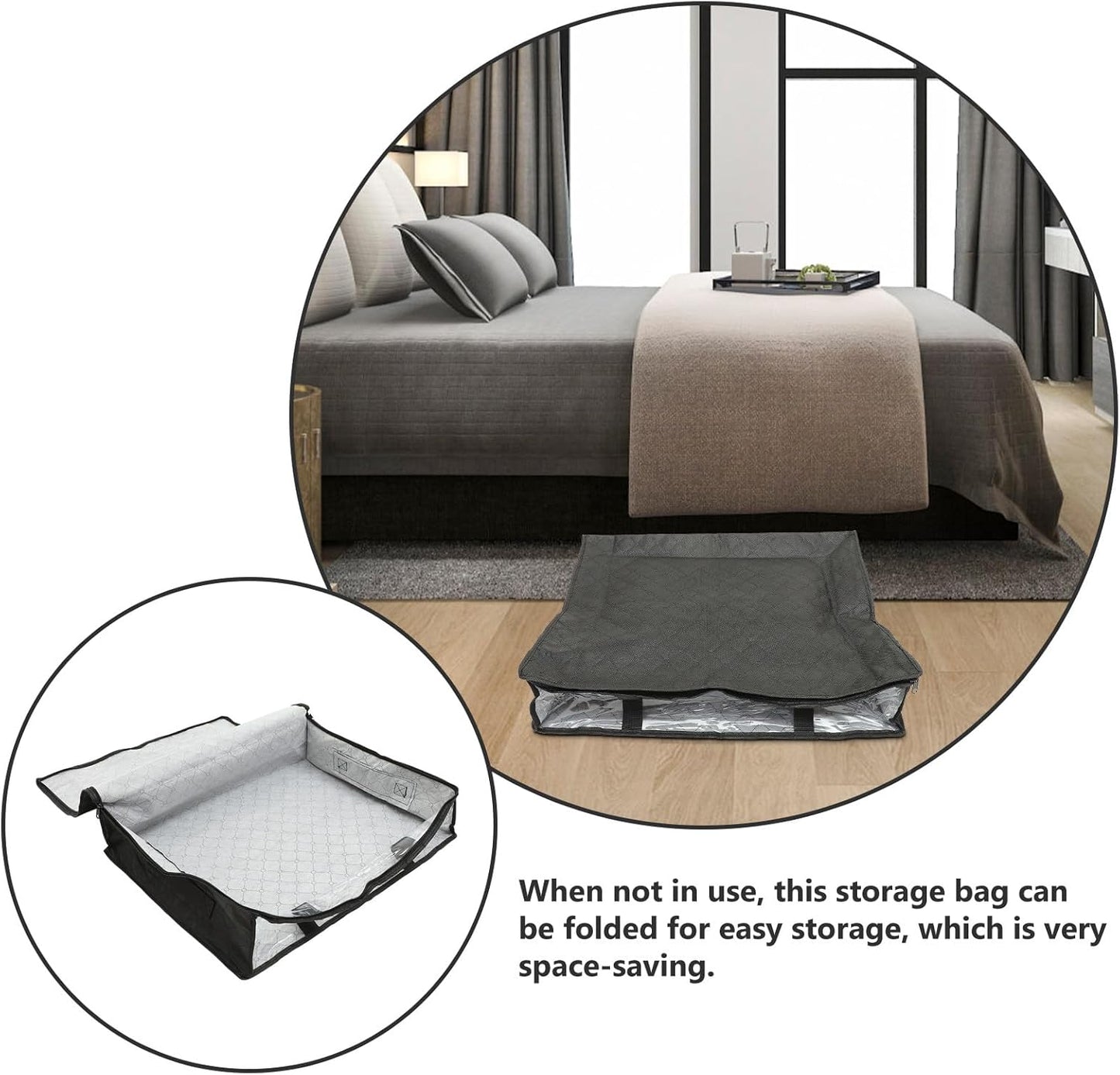 Large Capacity Under Bed Storage Bag with Handles Breathable Non-woven Organizer for Quilts Blankets Bedding Multipurpose Clothes Storage Bin for Closet and Shelf Easy-clean with