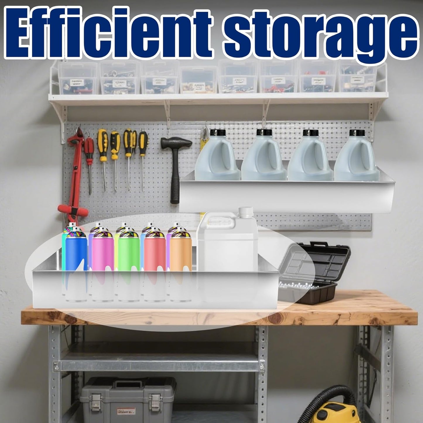 Aluminum Fuel Tank Rack Multi Use Storage Cabinet Holder Practical Kettle Racks Length 46" Accommodate 4 5-Gallon Jugs Suitable for Garage Enclosed Racing Trailer Work Area Silver