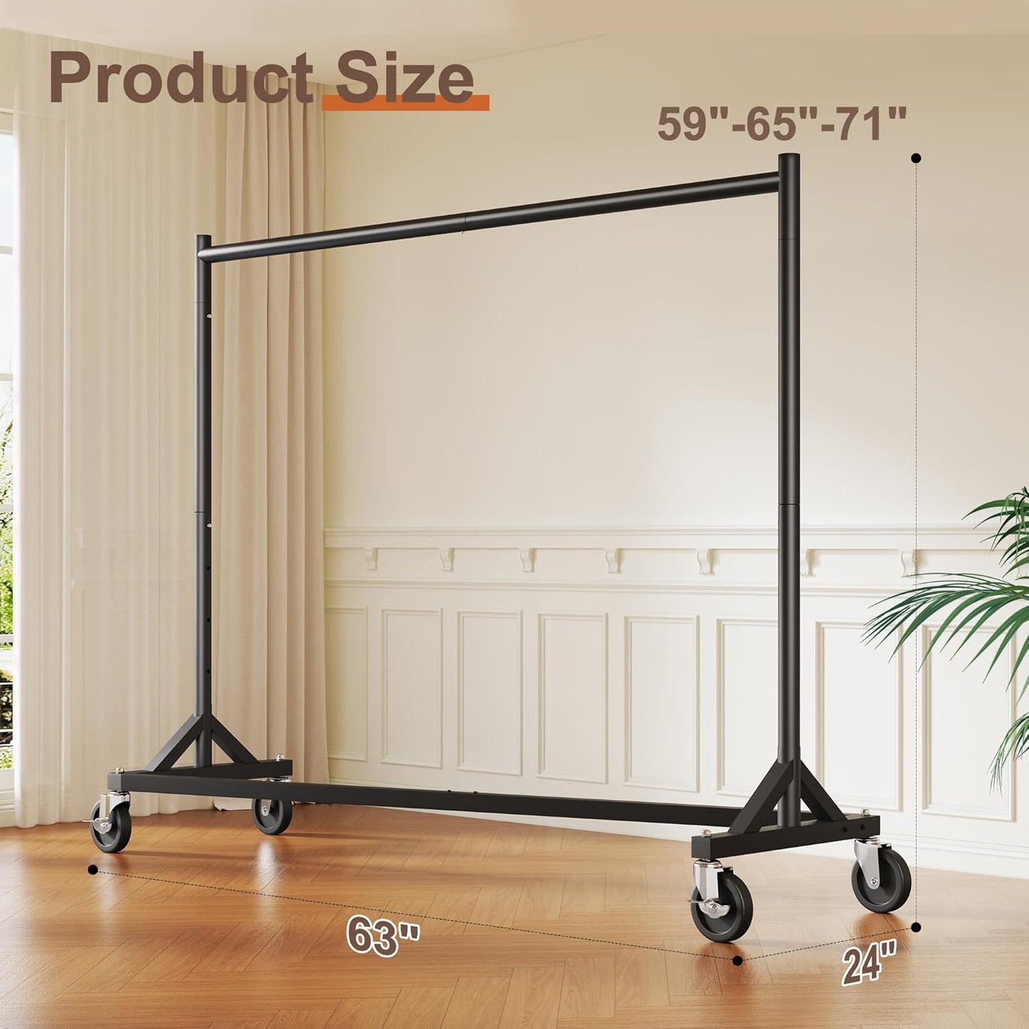 HOKEEPER Commercial Z Base Garment Rack Hold 500LBS Heavy Duty Clothing Rack Adjustable Rolling Clothes Rack for Hanging Clothes Racks on Wheels Portable Z Rack, Black
