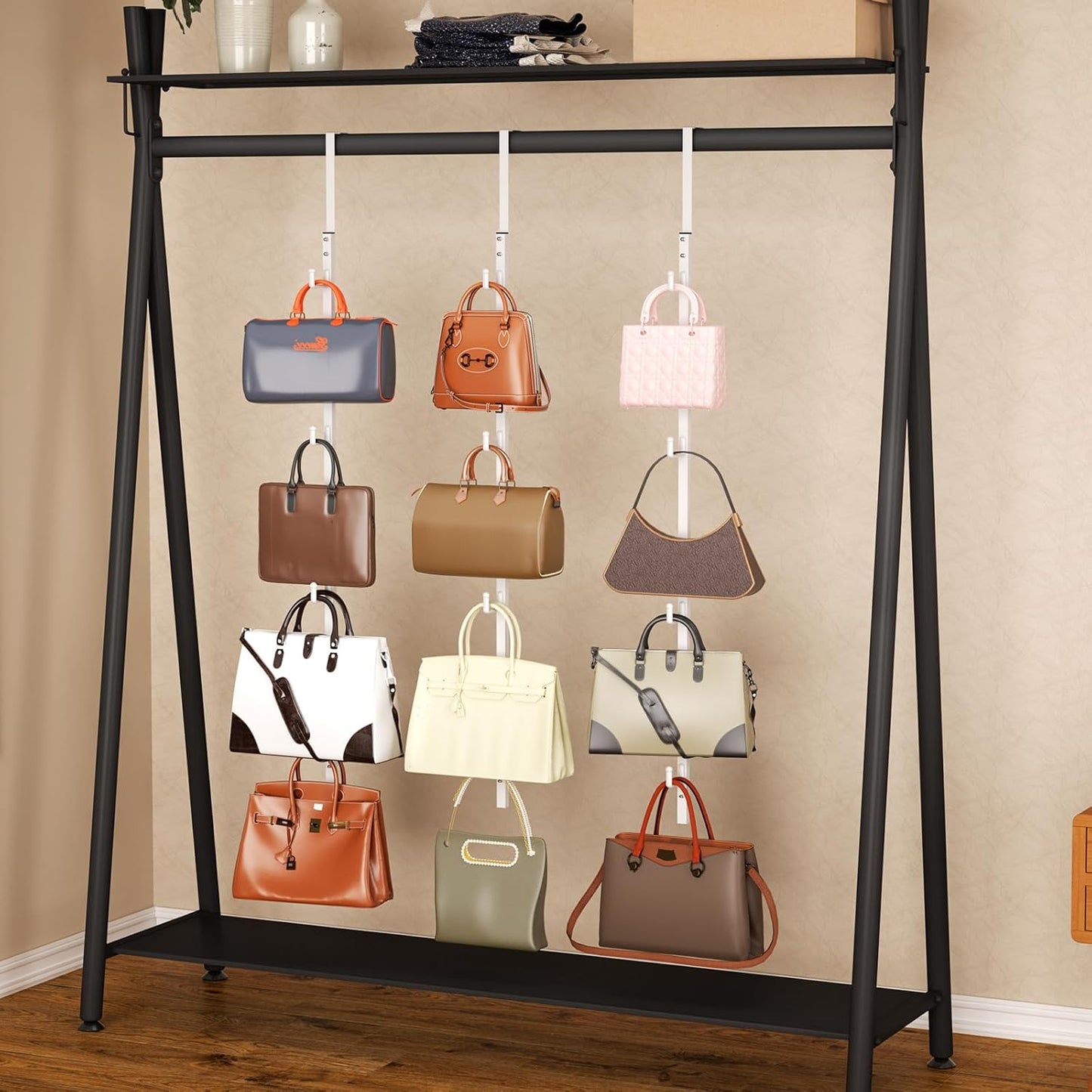 SWTYMIKI Over Door Hat Organizer - 3 Packs Metal Hanging Hat Rack with 12 Hooks Design, Baseball Cap Hanger Organizer Storage Holds up to 60 Caps for Door, Bedroom, Closet