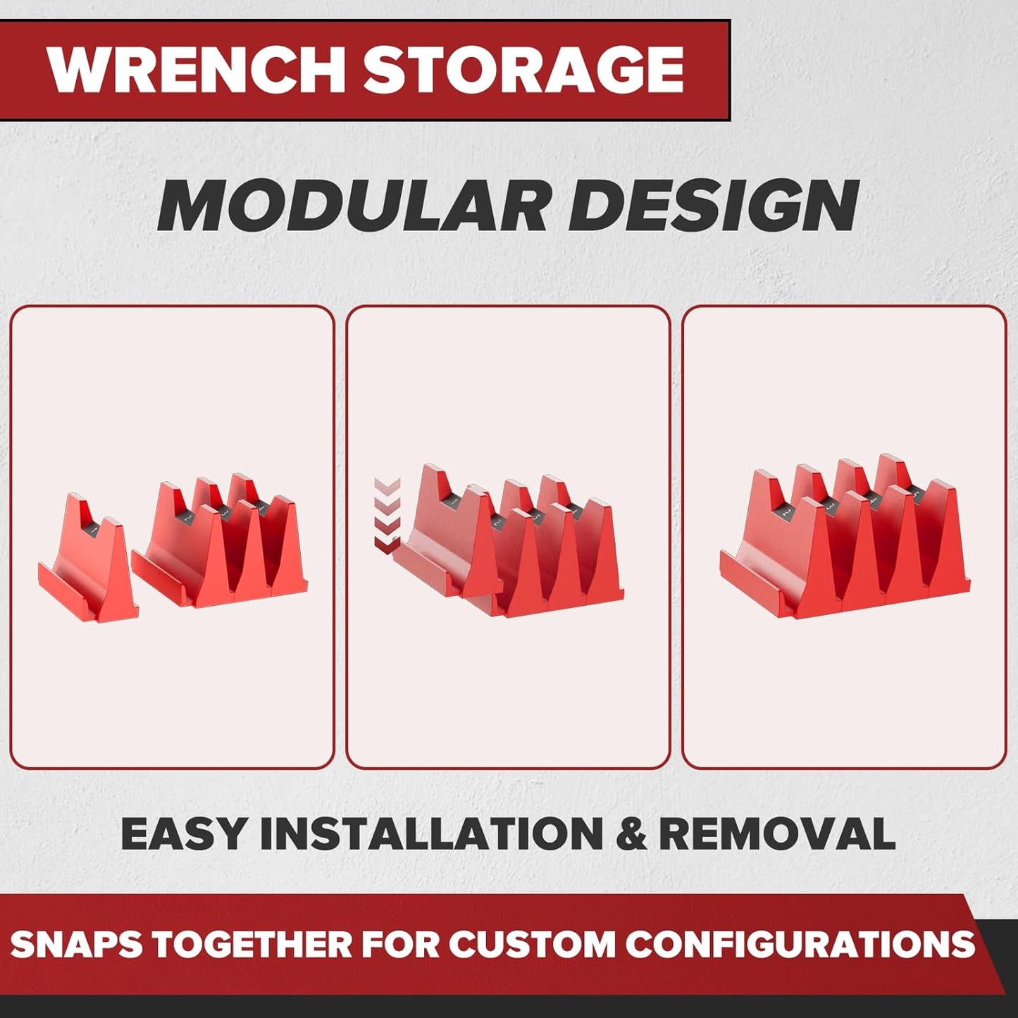 40PCS Magnetic Wrench Organizer Holder - Wrench Tool Organizers for Tool Drawer Storage, Wrenchs Storage Set with Metric & SAE Label, Organization Tool Gift for Professional Mechanics Men, Red