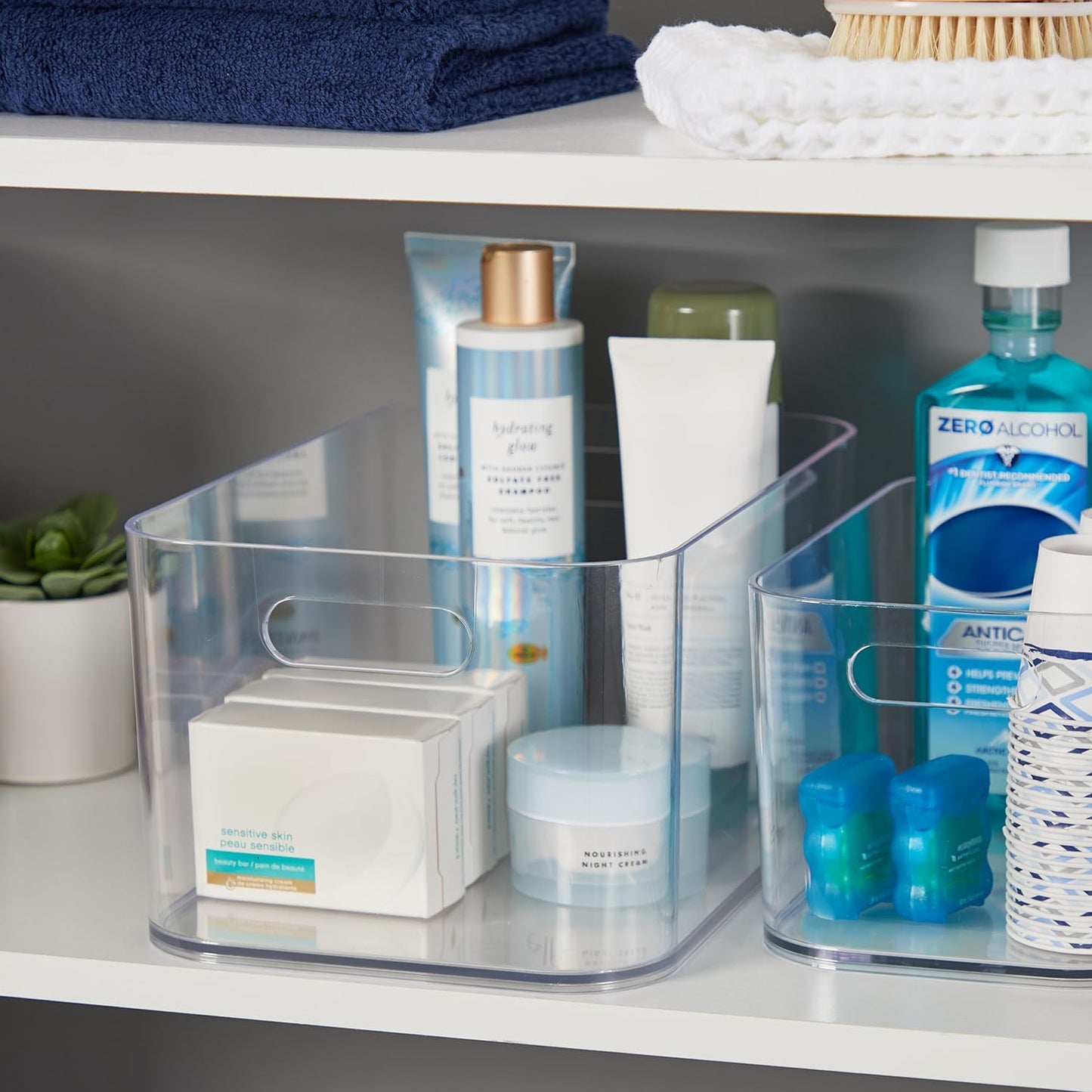 STORi Bliss XL Clear Plastic Storage Bin, Pantry Organizers & Storage Containers, Home Organization Must Haves for Kitchen, Laundry Room, Office, Closet, 12” x 8” Made in USA