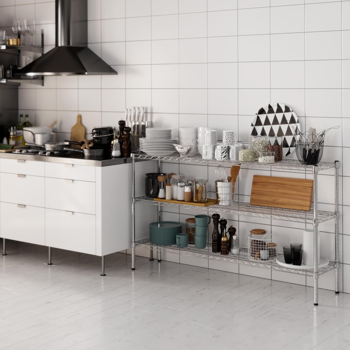 14" Deep x 60" Wide x 34" Height Wire Shelving Kit | 3-Tier | NSF Commercial Storage Rack Unit