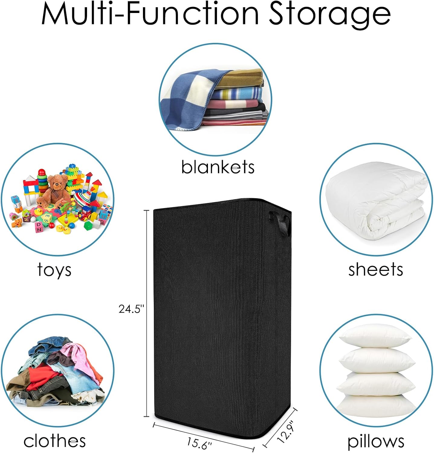SNIGJAT Large Laundry Hamper, Tall Laundry Hamper with Sturdy Handles, Hampers for Laundry, Rectangular Dirty Clothes Hamper for Bedroom, Extra Large Laundry Basket for Clothes Toys, 80 L
