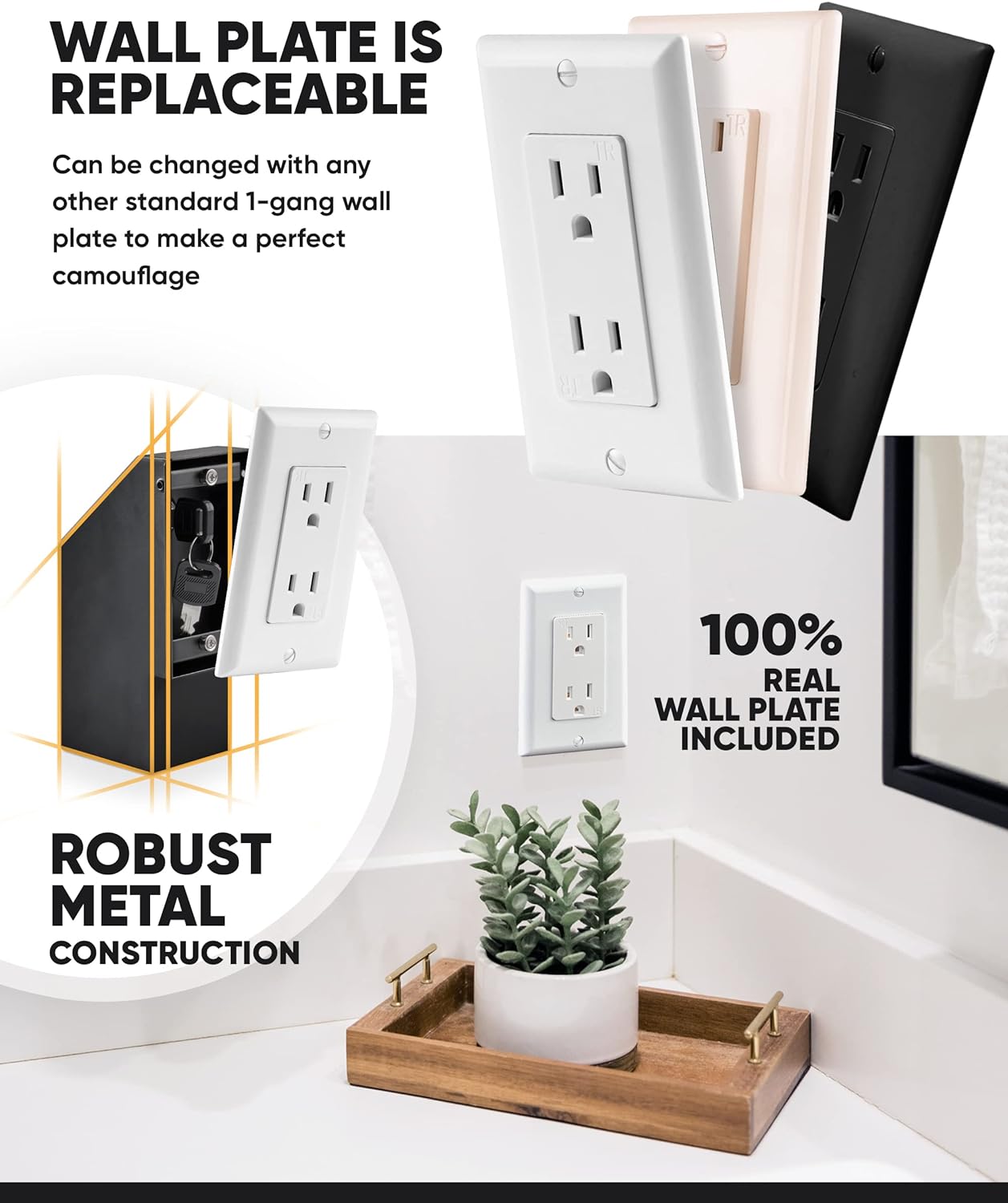 Elder Welder® Electrical Outlet Hidden Wall Safe | 100% Real Wall Plate Included | Easy to Install | Hidden Safe for Money | Wall Safes Between Studs | Secret Storage | Invisible Safe