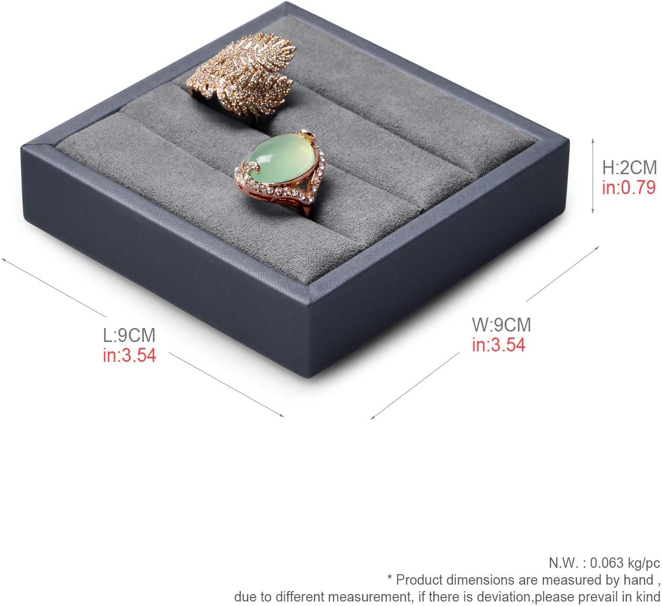 Oirlv Premium Leather Ring Display Stand Small Ring Tray Showcase Jewelry Display Home Organizer(Grey)