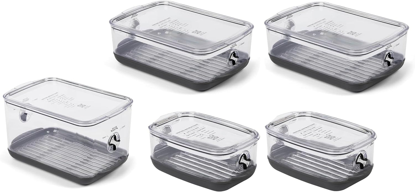 Progressive ProKeeper Stackable Produce ProKeeper Storage Container with Stay-Fresh Vent System (PKS-5PC-Produce+)