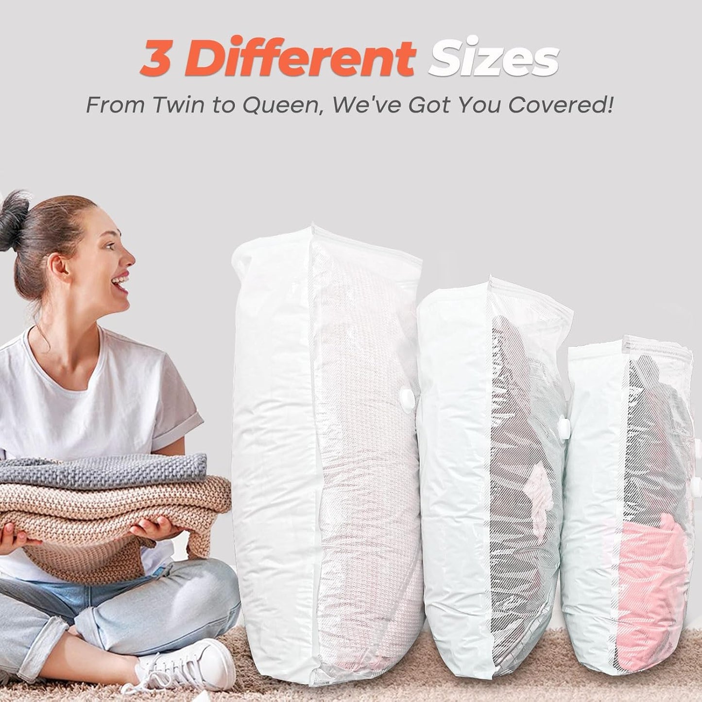 Vacuum Seal Bags for Clothing, 8 Pack 39" Vacuum Storage Bags with Rechargeable Cordless Pump Compression Packing for Clothes Blankets Space Saver for Queen-Size Duvets Comforters Pillows