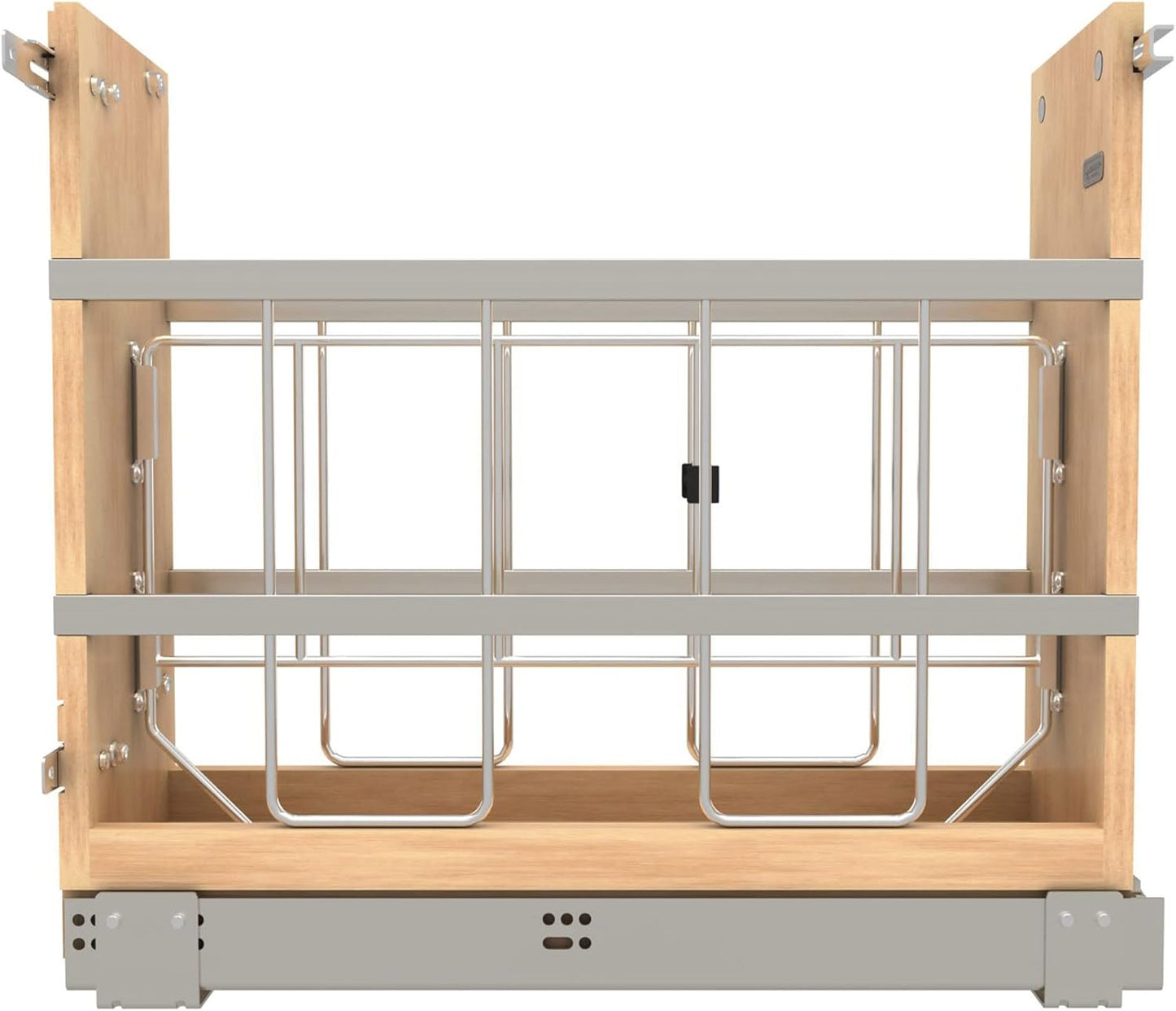Rev-A-Shelf 5" Pullout Wooden Bakeware Organizer Shelf for Kitchen Cabinets, Pots and Pans Wire Storage Rack w/Soft-Close Slides, 447-BCSC-5C