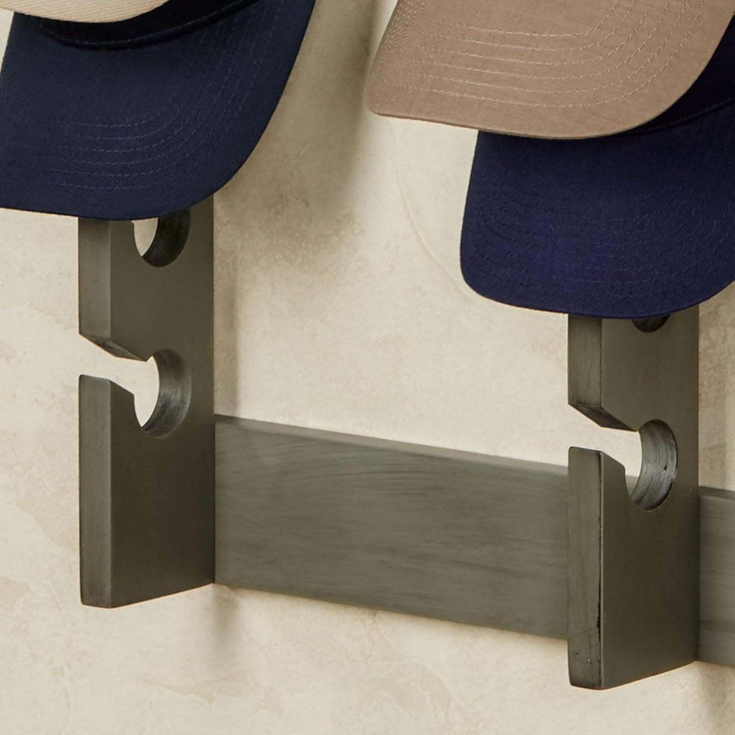 Touch of Class Wooden Ball Cap Display Wall Rack - Gray - Triple, 30 Slots - Baseball Hat Display - Made of Wood - Class Racks for Hats - Organizer for Bedroom, Living Room, Entryway