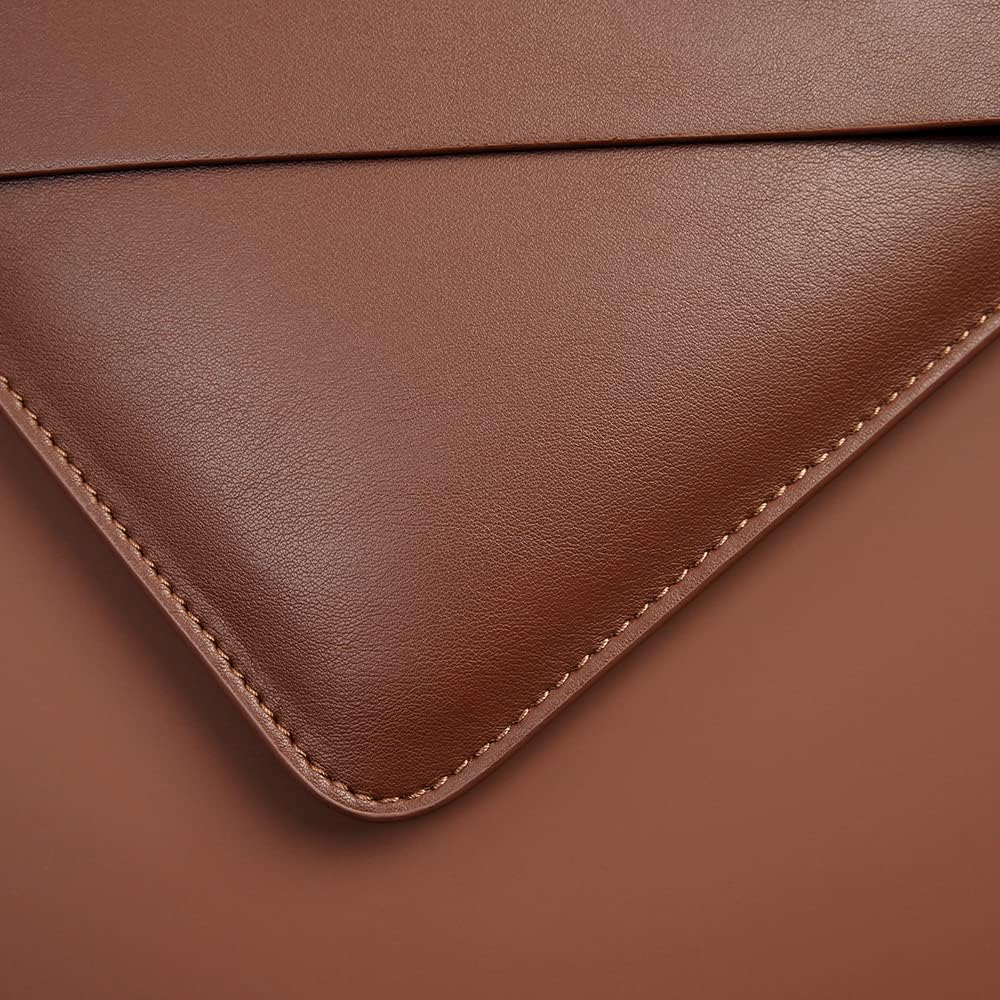 PU Leather Laptop Sleeve 13 Inch Compatible for 13 MacBook Air M3 M2,13 MacBook Pro M2, Surface Pro, Dell XPS 13 with Small Pouch, Mouse Pad and Cord Organizer Color Dark Brown