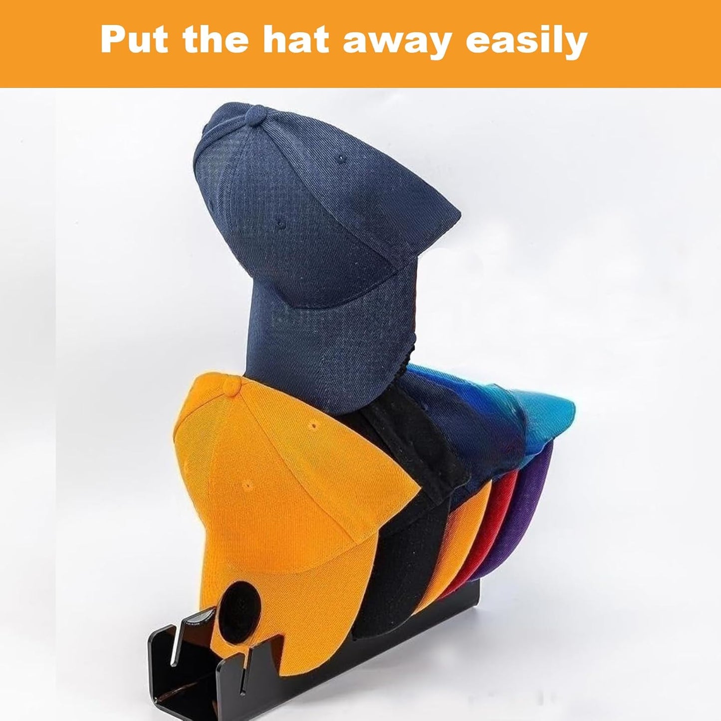 Hat Stand for Baseball Caps Display Hat Holder Organizer,No Install Rack Acrylic Hat Storage for 14 Baseball Caps、Closet Cowboy (2 Pack )
