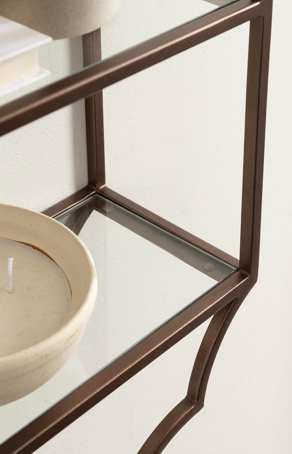 Kate and Laurel Leanna Scalloped Three-Tiered Wall Shelf, 20 x 6 x 32, Bronze, Decorative Floating Shelf Storage and Wall Organizer for Bathroom Over Toilet Storage or Display