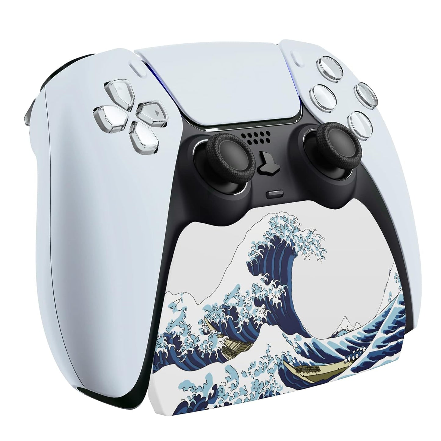 PlayVital The Great Wave Controller Display Stand for ps5, Gamepad Accessories Desk Holder for ps5 Controller with Rubber Pads