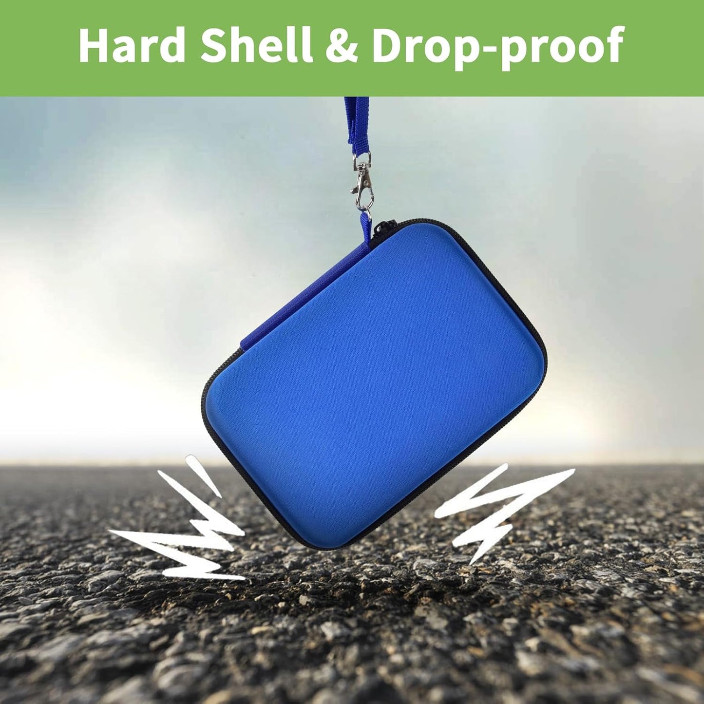 USB Flash Drive Case, SD Card/Memory Stick Pouch for SanDisk, for Samsung, for Netac, for Maspen/for SamData Thumb Drives, Hard Shell Protective Storage Organizer with Sponge- Box Only- Blue