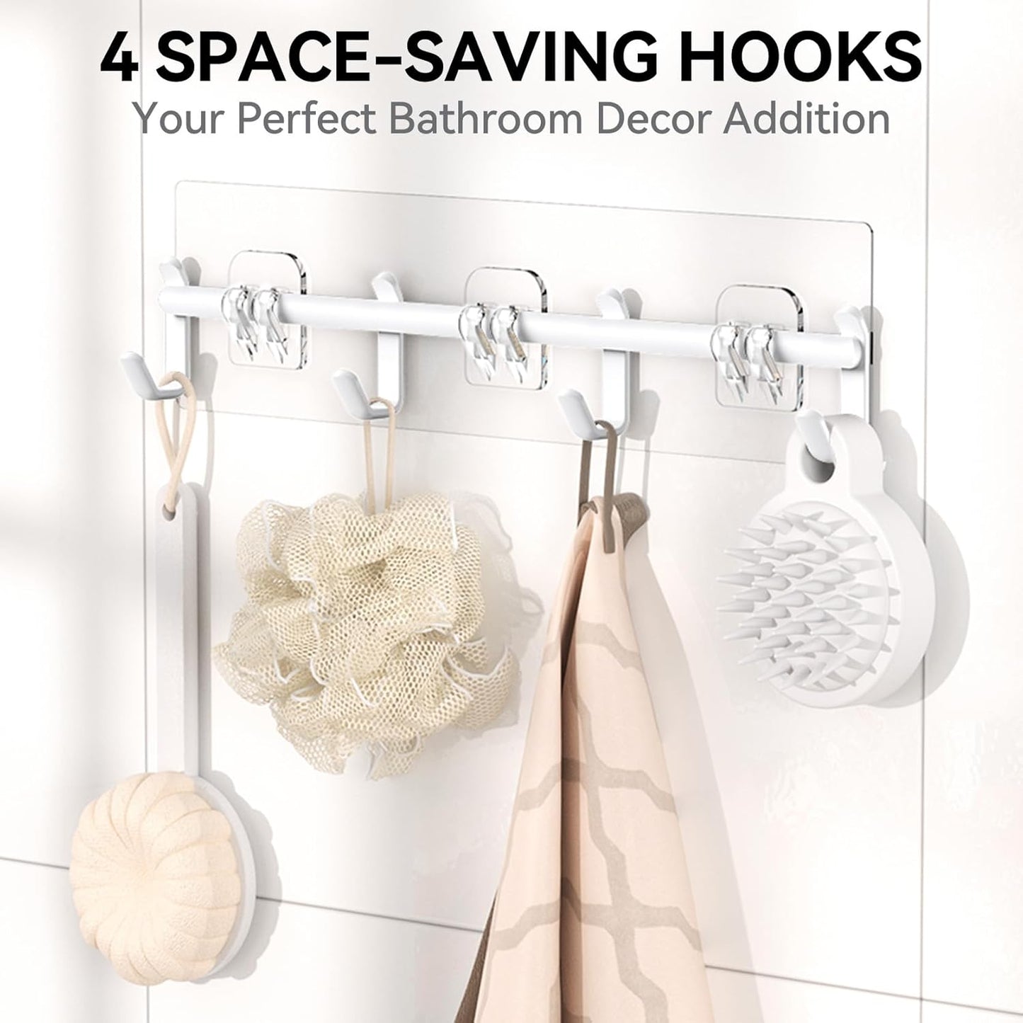 YASONIC Shower Caddy, Large Capacity Bath Organizer with Soap Holder and 12 Hooks, 6 Pack Rustproof Bathroom Shelves for Inside Shower, No Drilling&Sleek Bathroom Organizers and Storage White