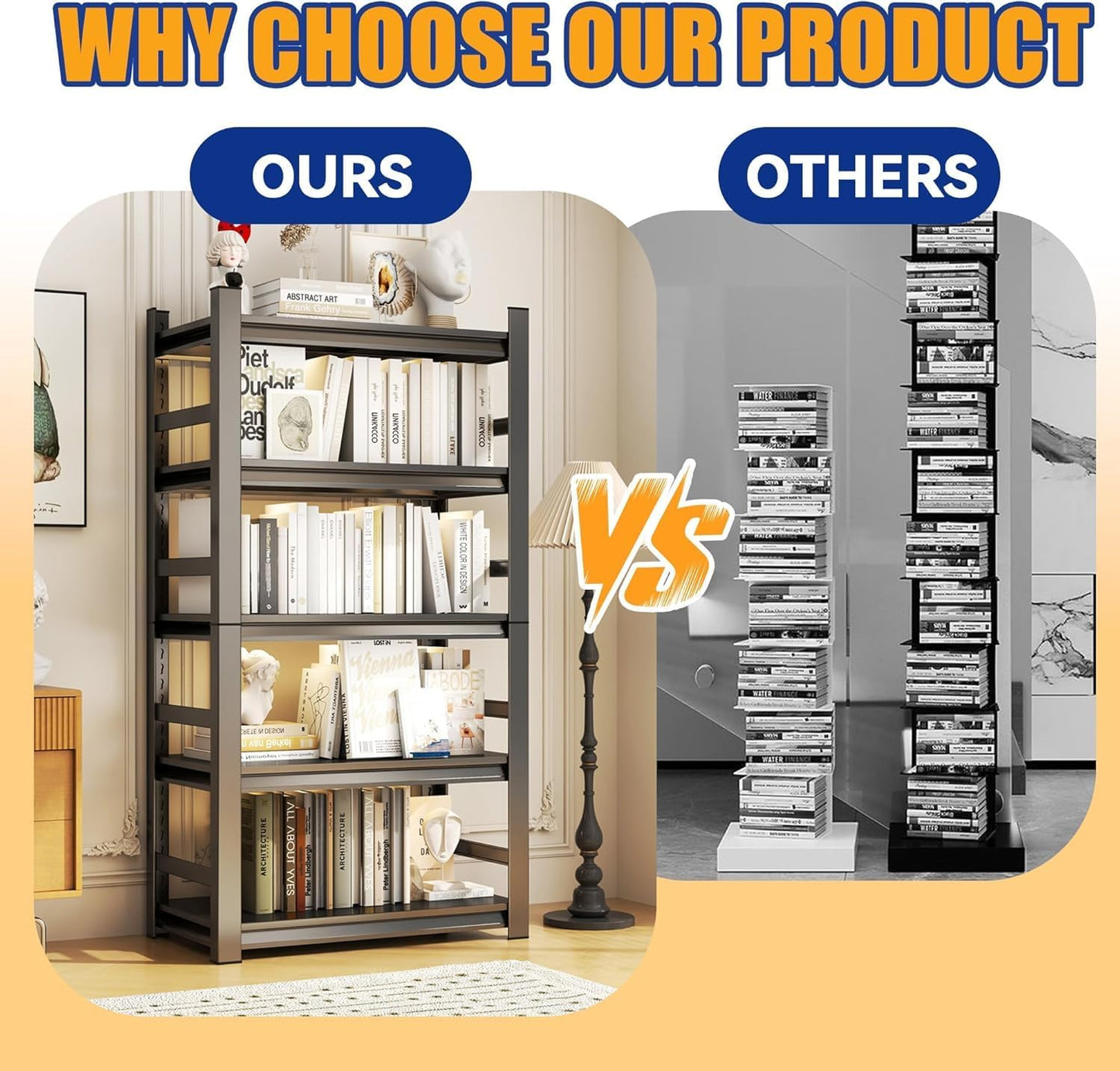 Garage Storage Shelves,5 Tier Shelving Unit, 40 inch Wide, 18” Deep, 78” Tall Organizer Metal Shelf for Basement/Laundry/Pantry Heavy Duty, Adjustable,Easy to Install (5Tier-47"Wx24"Dx72"H with Fence)