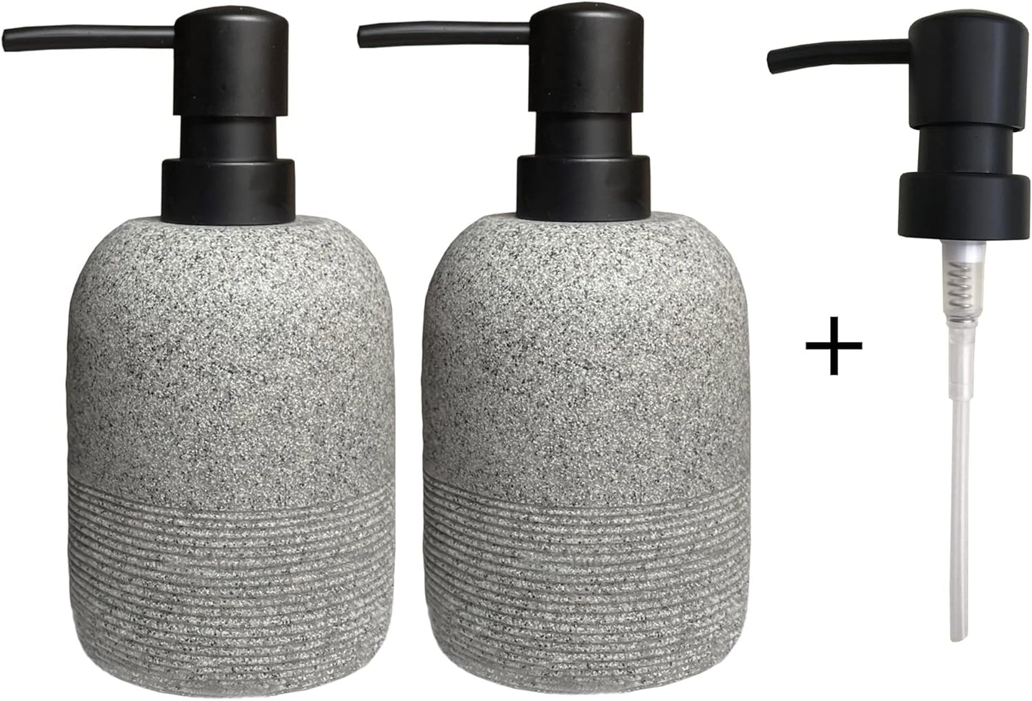 2pcs/Set Grey Soap Lotion Dispenser with A Spare Pump,Liquid Hand Soap Dispenser Sets for Bathroom Countertop, Soap Dispenser for Kitchen.