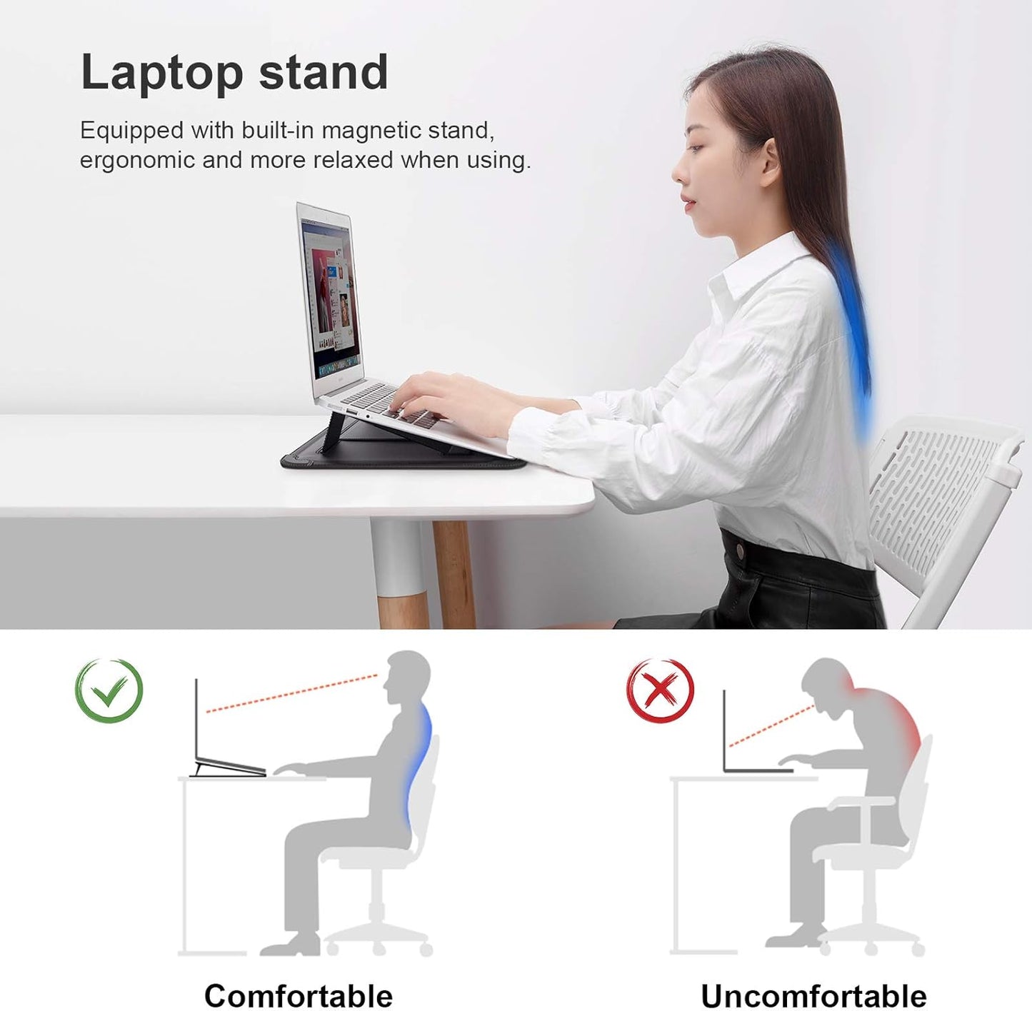 Nillkin Laptop Sleeve 15.6 inch, MacBook Sleeve with Adjustable Stand & Mouse Pad, 2 Stand Modes, 15 inch Laptop Case, Slim MacBook Accessories for Samsung/Surface/Chromebook/HP 13-15.6 inch, Black
