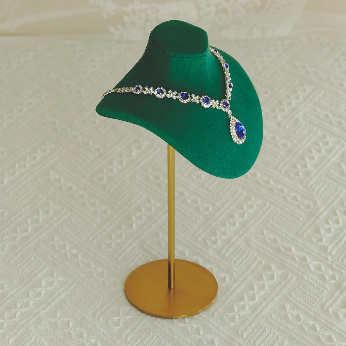 Necklace Display Stand For Selling Velvet Chain Jewelry Bust Holder Organizer With Stainless Steel Stand Jewelry Display
