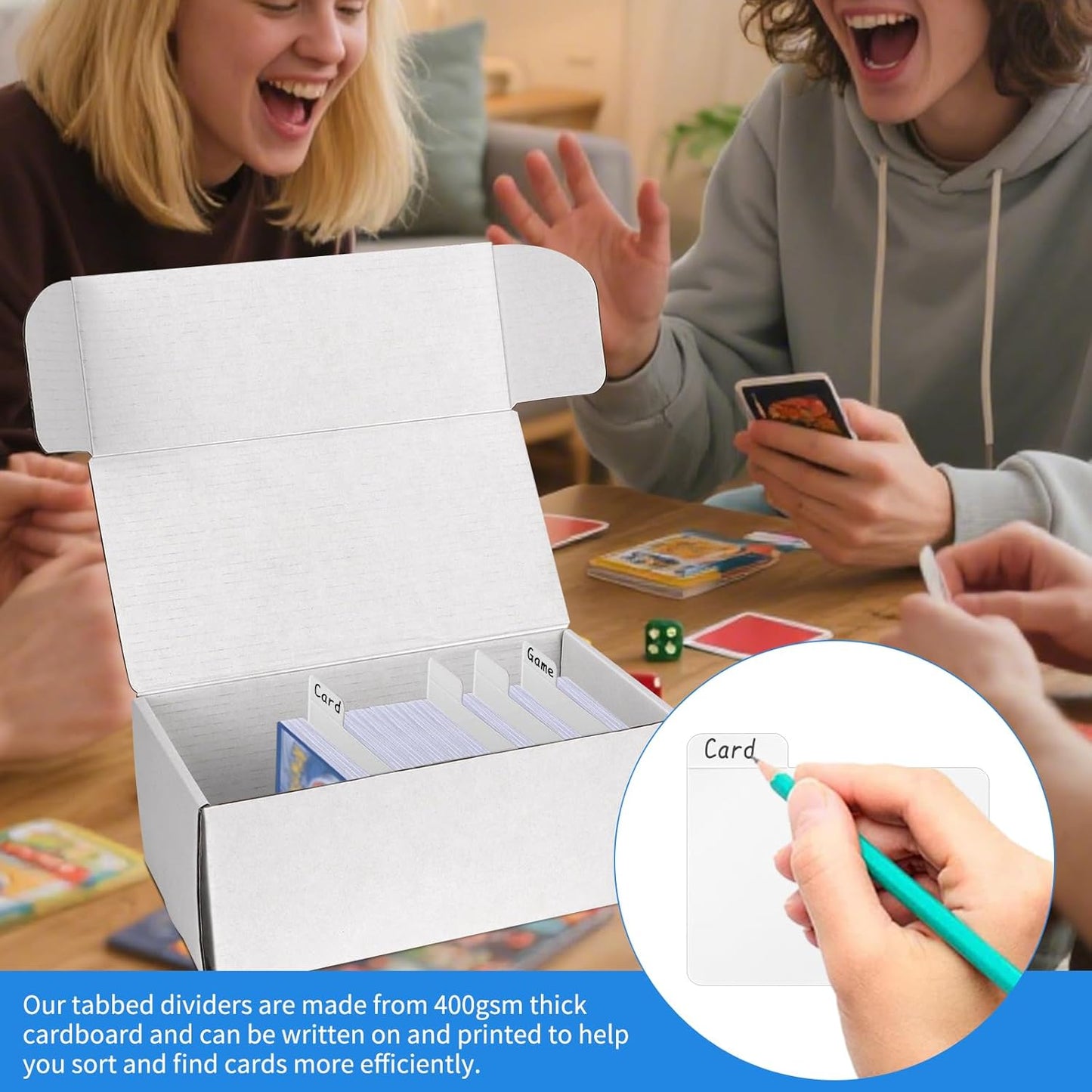 Trading Card Storage Box with Dividers, 12 Pack • 400 Count Bulk Card Collection Case, Corrugated Cardboard Storage Box for Sports, TCG/Magic/Mtg Cards (Horizontal Length 7.5 Inch)