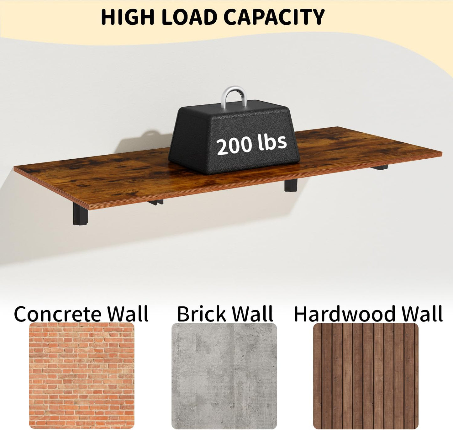 GOYLSER Wall Mounted Folding Table for Office, Rustic Brown Fold Down Desk Laundry Folding Table Wall Mounted for Laundry Room/Home Kitchen, Length 47" Width 20.5"