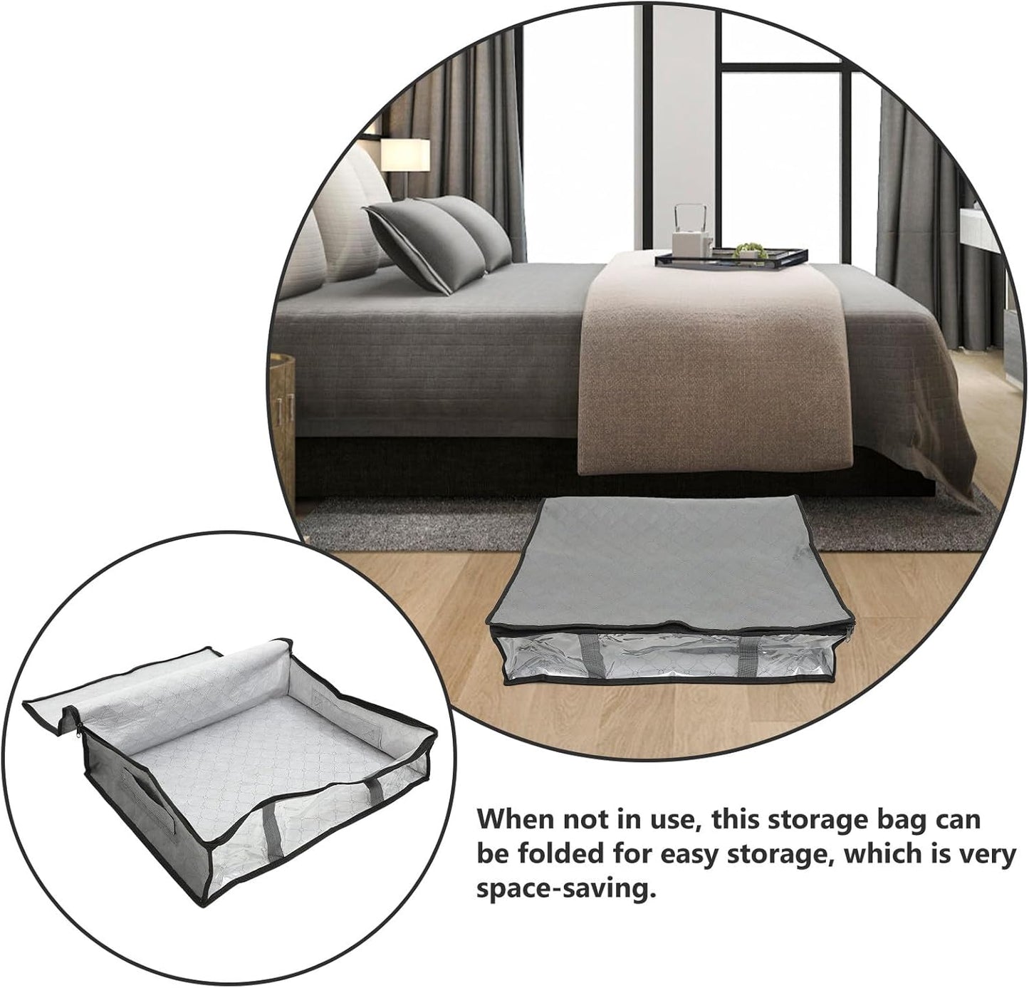 Large Capacity Under Bed Storage Bag Breathable Non-woven Organizer for Quilts Blankets Clothes Foldable Space-saving Storage Bin for Bedroom and Dorm Use