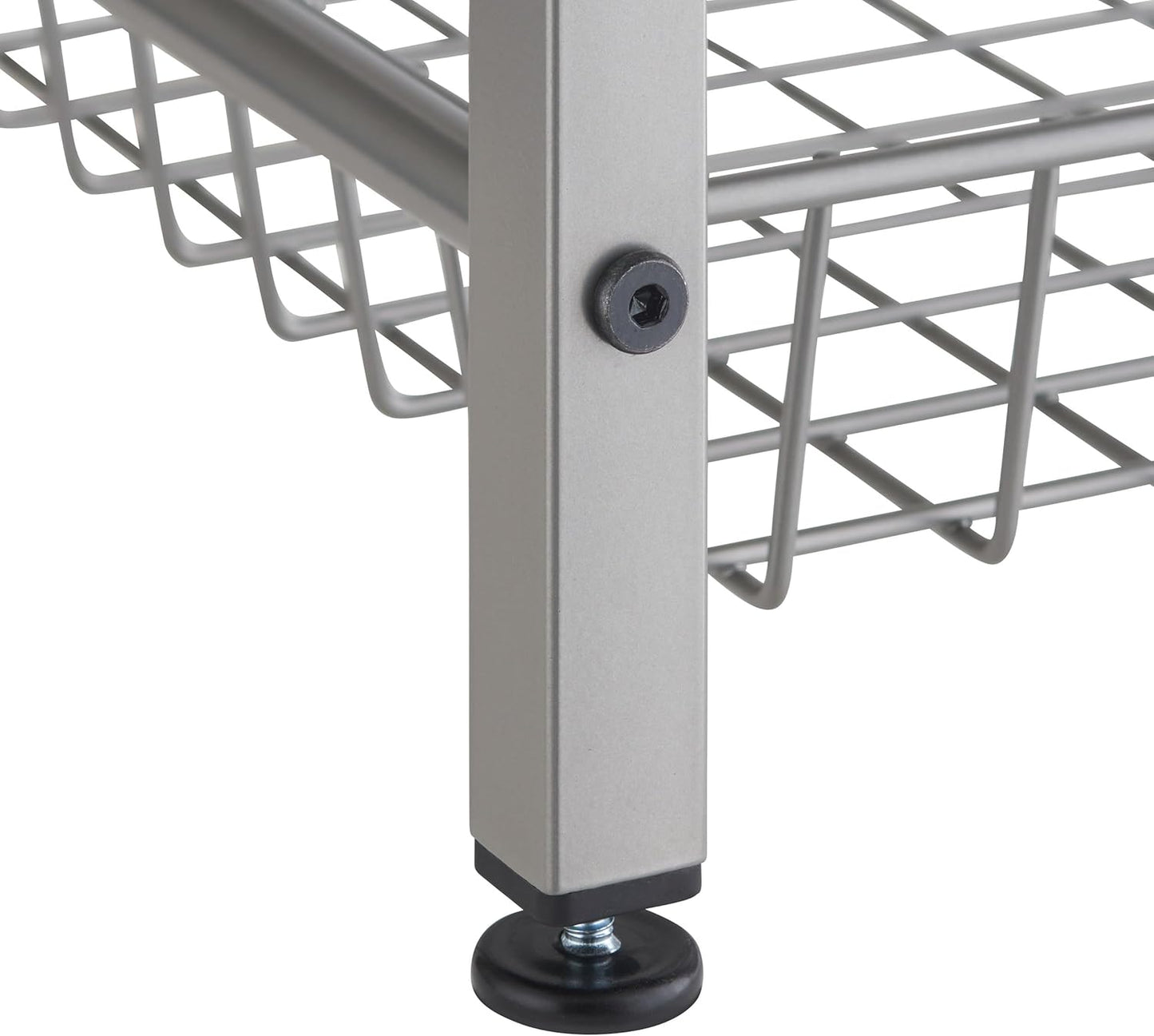 TRINITY 4-Tier Freestanding Metal Shelving Rack with Wire Baskets, Wood Top, and Adjustable Feet, 12"x12"x30", Champagne + Classic Gray Top
