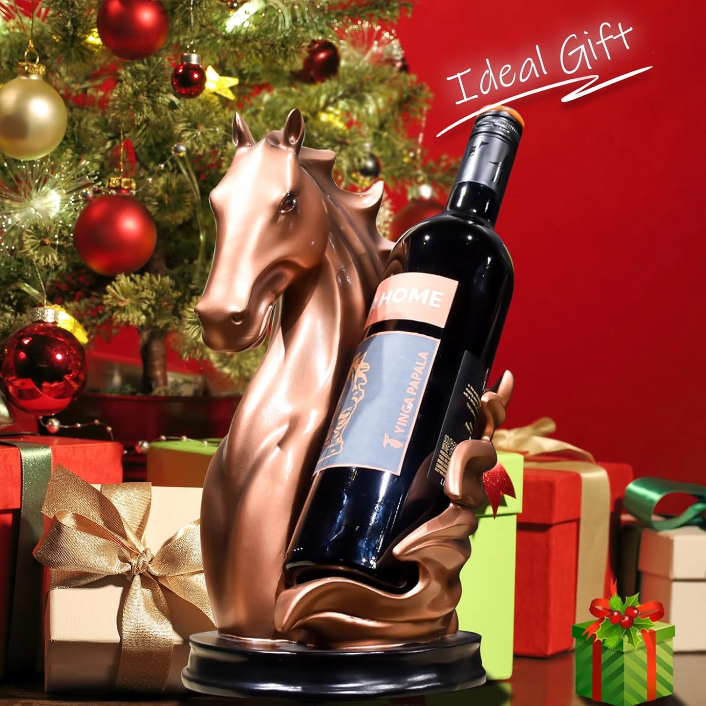 Wine Bottle Holder Wine Racks Tabletop Horse Statue as Home Kitchen Wine Cellar Decorative Storage Organizer, Whimsical Decor Horse Decor Horse Wine Lovers Gifts for Women (Bronze)