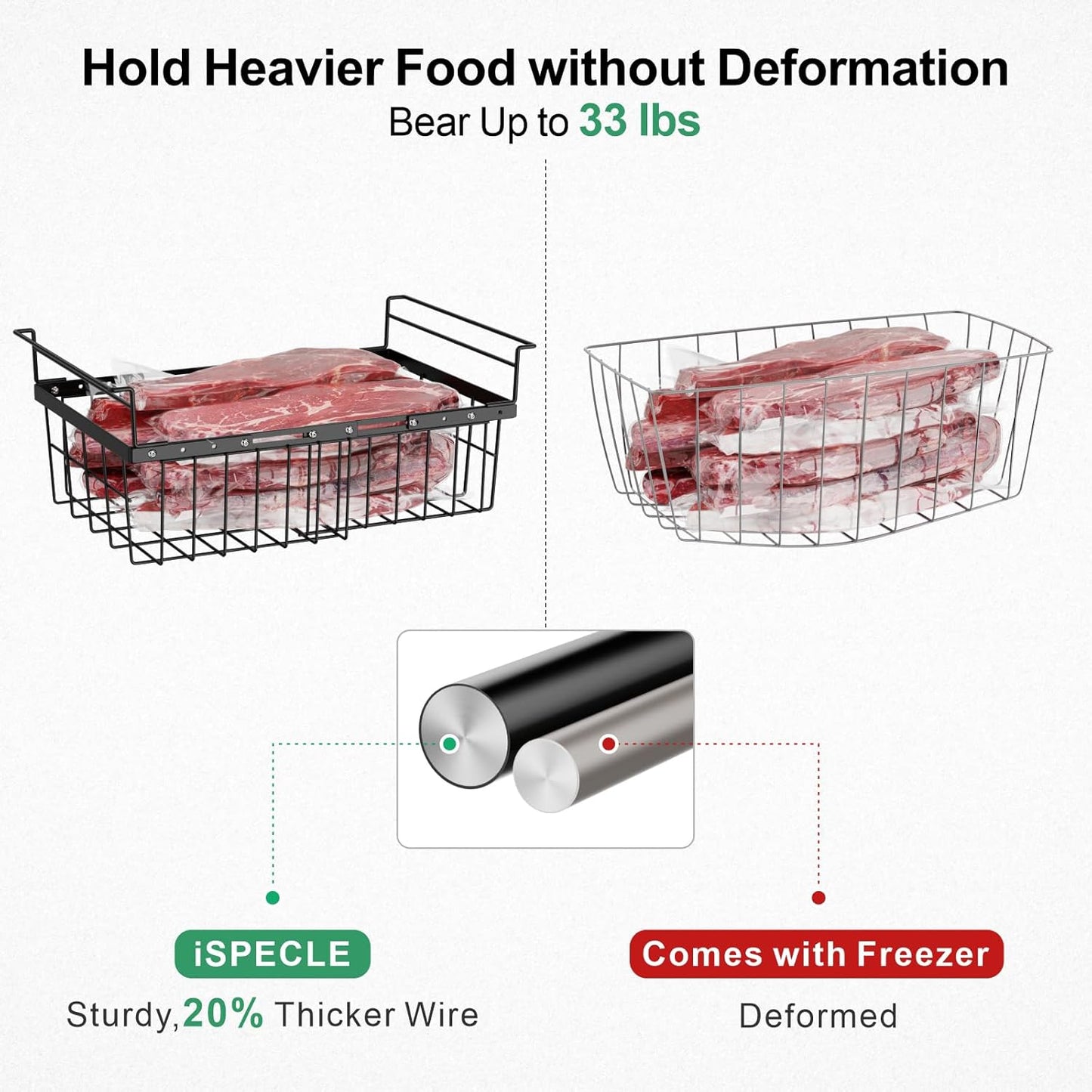 iSPECLE Freezer Organizer - Fits 20 to 25 Cu.Ft Large Chest Freezer, 2 Tier Freezer Rack Divided Freezer into 3 Layers Easy Slide to Access All Food, Black