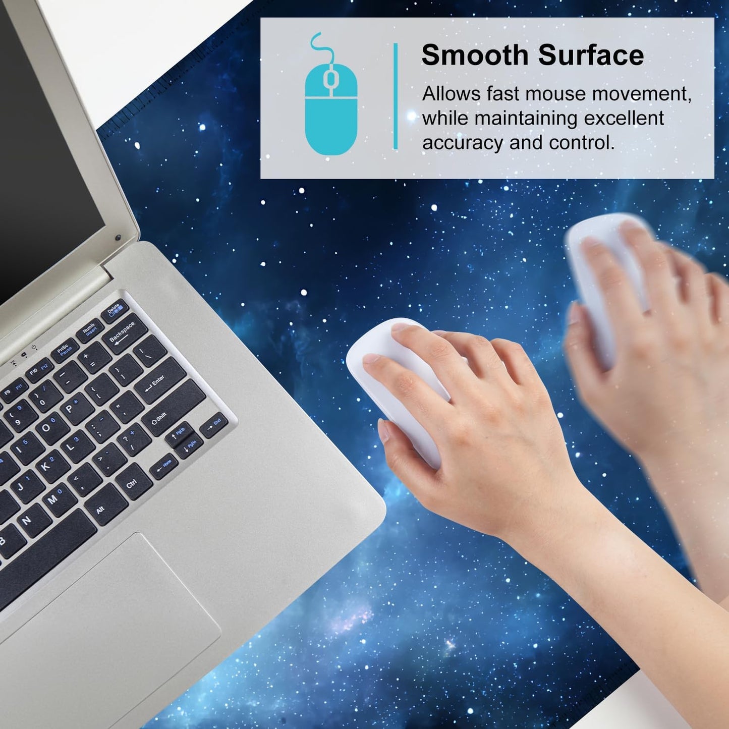 Galaxy Mouse Pad – Large Extended Desk Mat 35.43 x 15.75 in – Deep Space Nebula Starry Sky Design, Non-Slip Base, Waterproof Surface, Oversized Keyboard & Mouse Pad for Gaming or Office