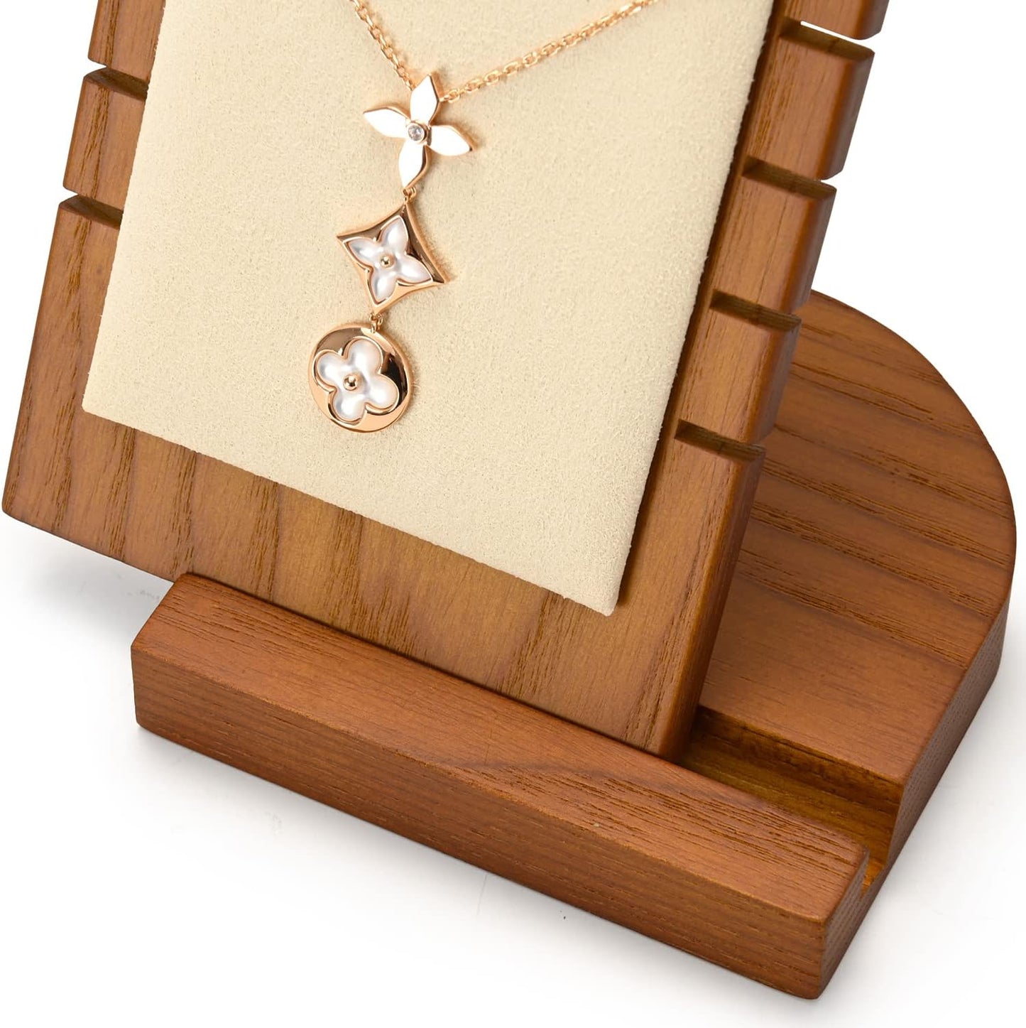 Oirlv Solid Wood Necklace Organizer Showcase Necklace Display Stand Jewelry Display Holder (Creamy-white)